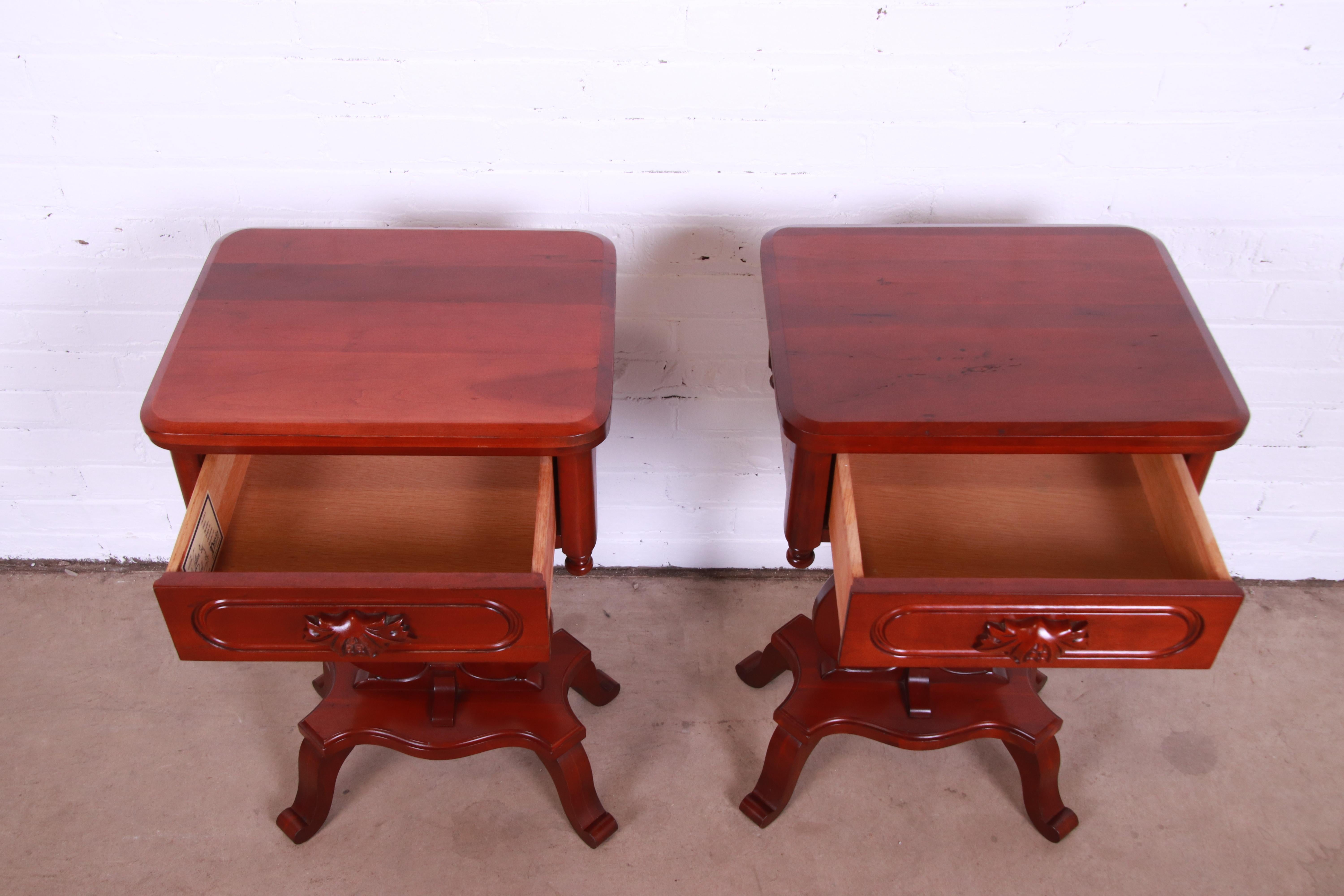 Lillian Russell Collection Victorian Cherry Nightstands by Davis Cabinet Co. 1