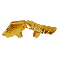 Lillian Shalom Gilded Art Deco Statement Armor Ring