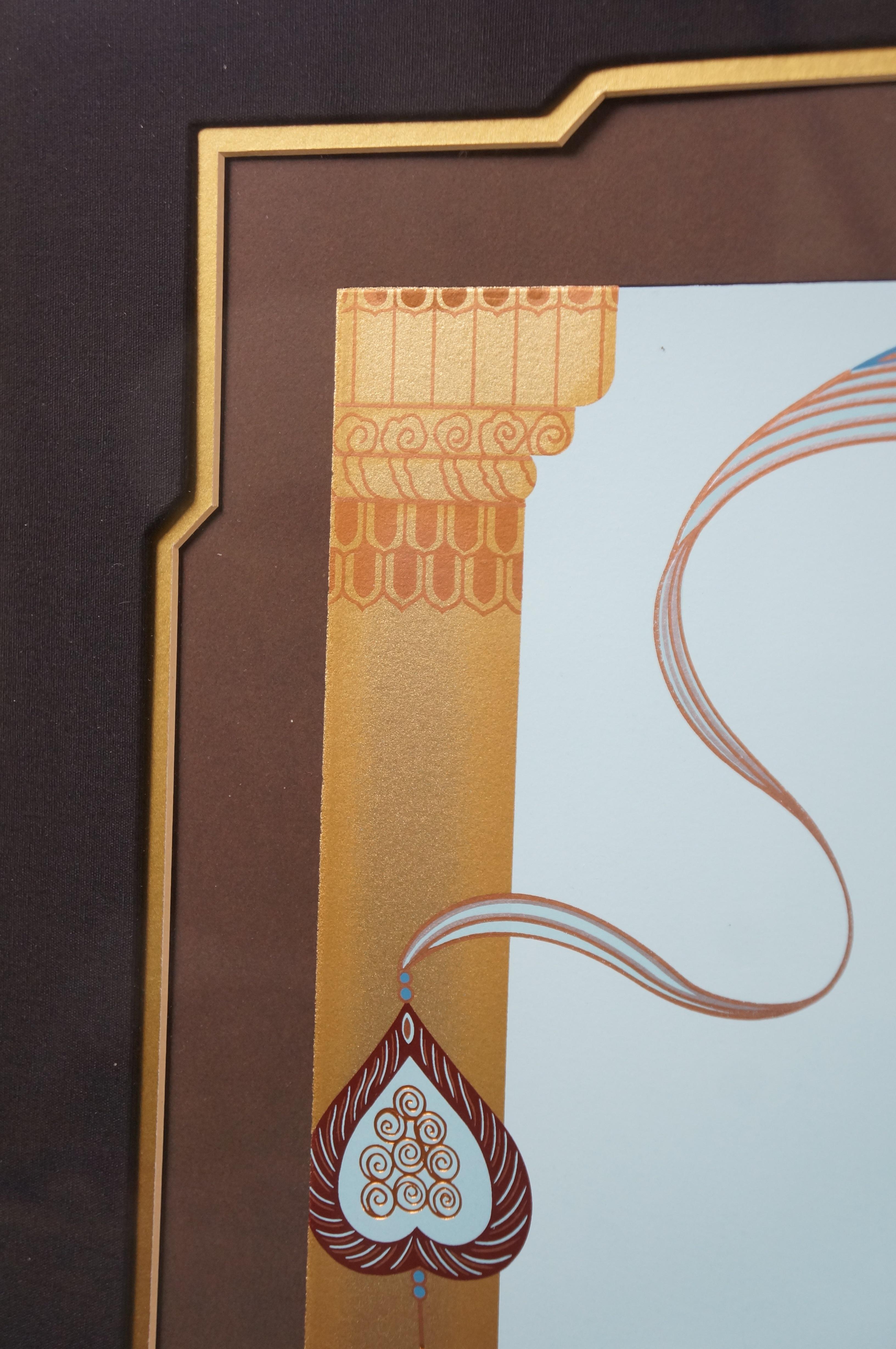 Lillian Shao Groß signiert Triumph Art Deco Stil Metallic Serigraphie Druck 1991 im Angebot 4