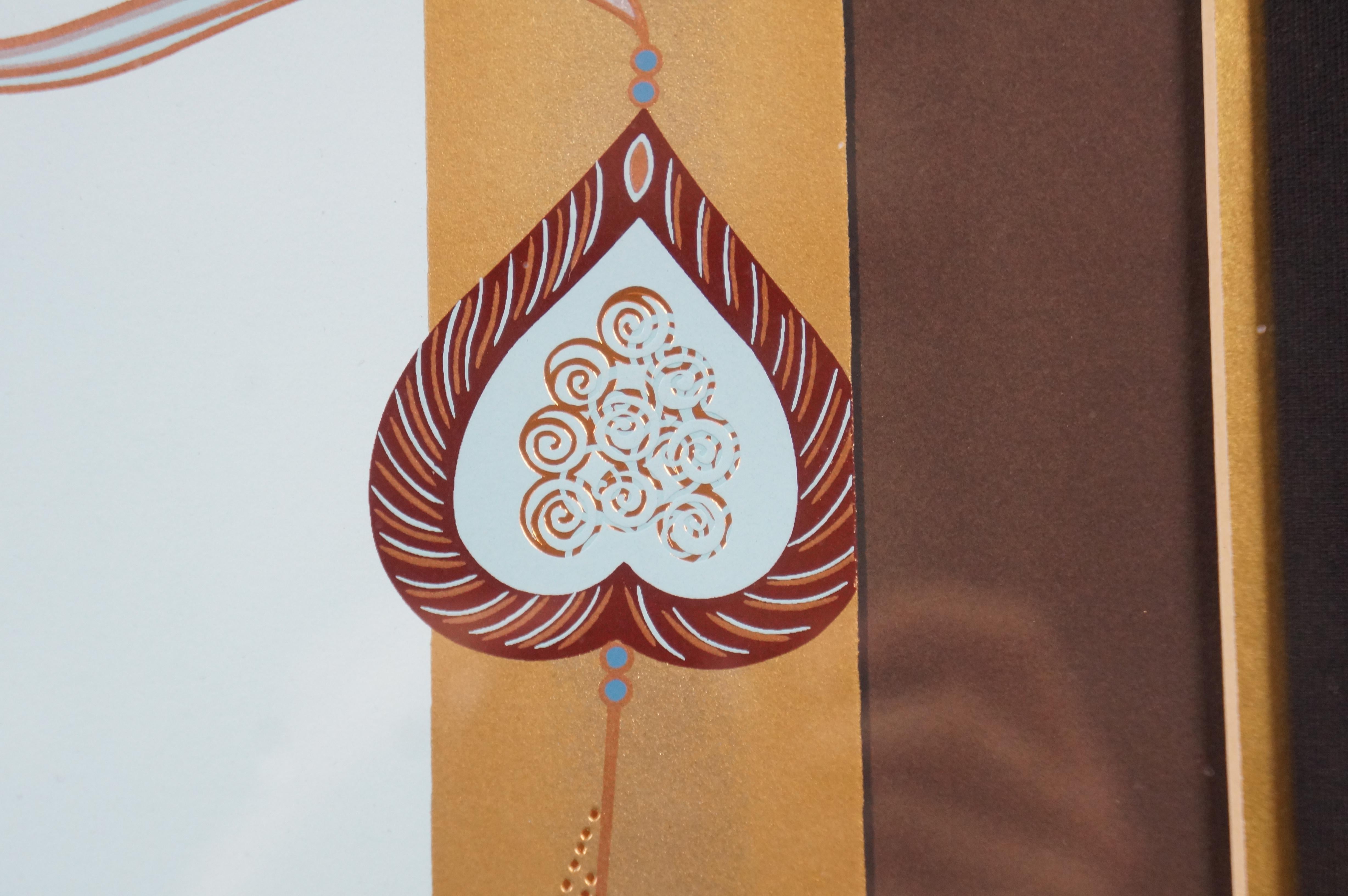 Lillian Shao Groß signiert Triumph Art Deco Stil Metallic Serigraphie Druck 1991 im Angebot 8