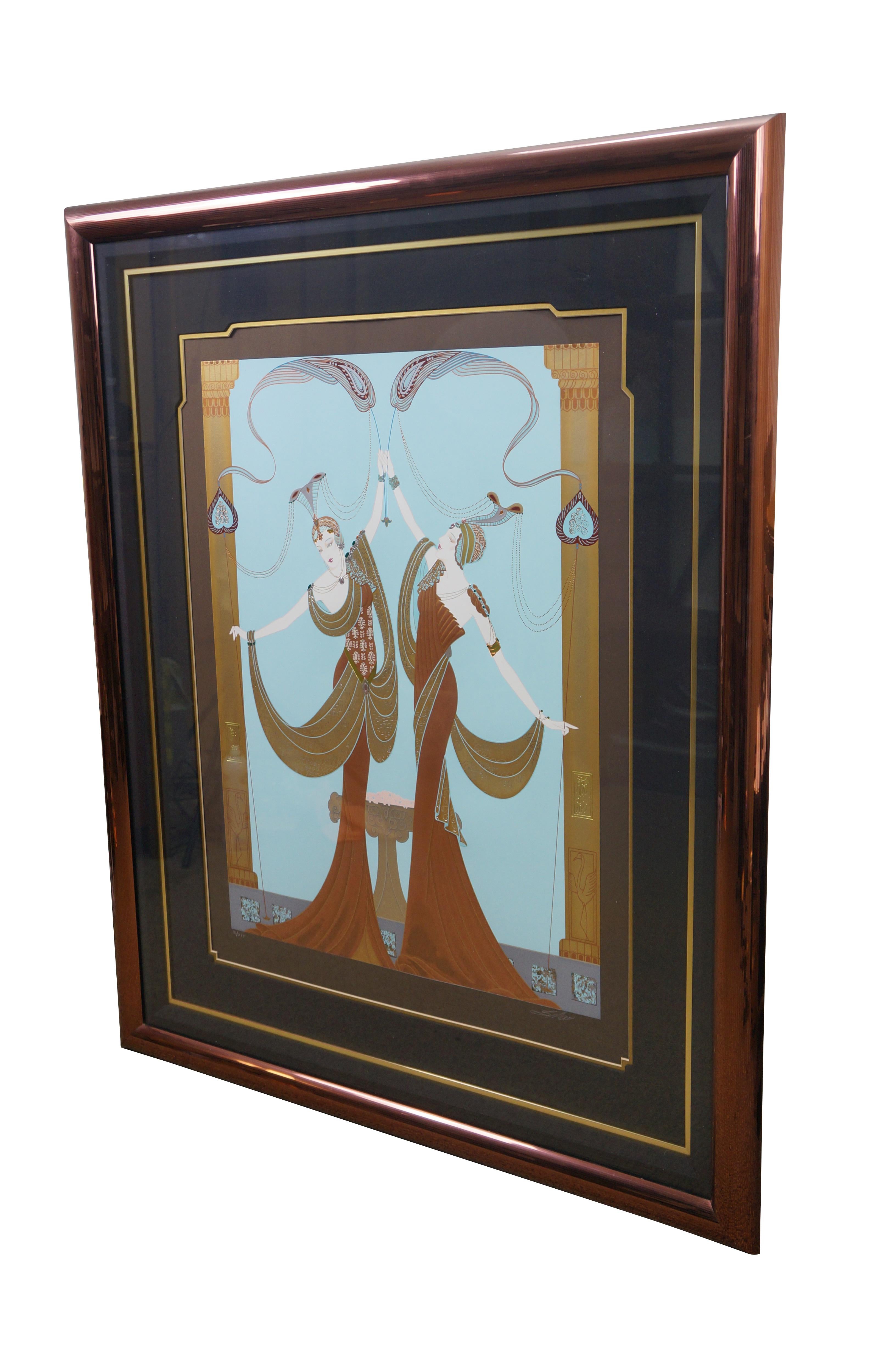 Lillian Shao Groß signiert Triumph Art Deco Stil Metallic Serigraphie Druck 1991 (Art déco) im Angebot