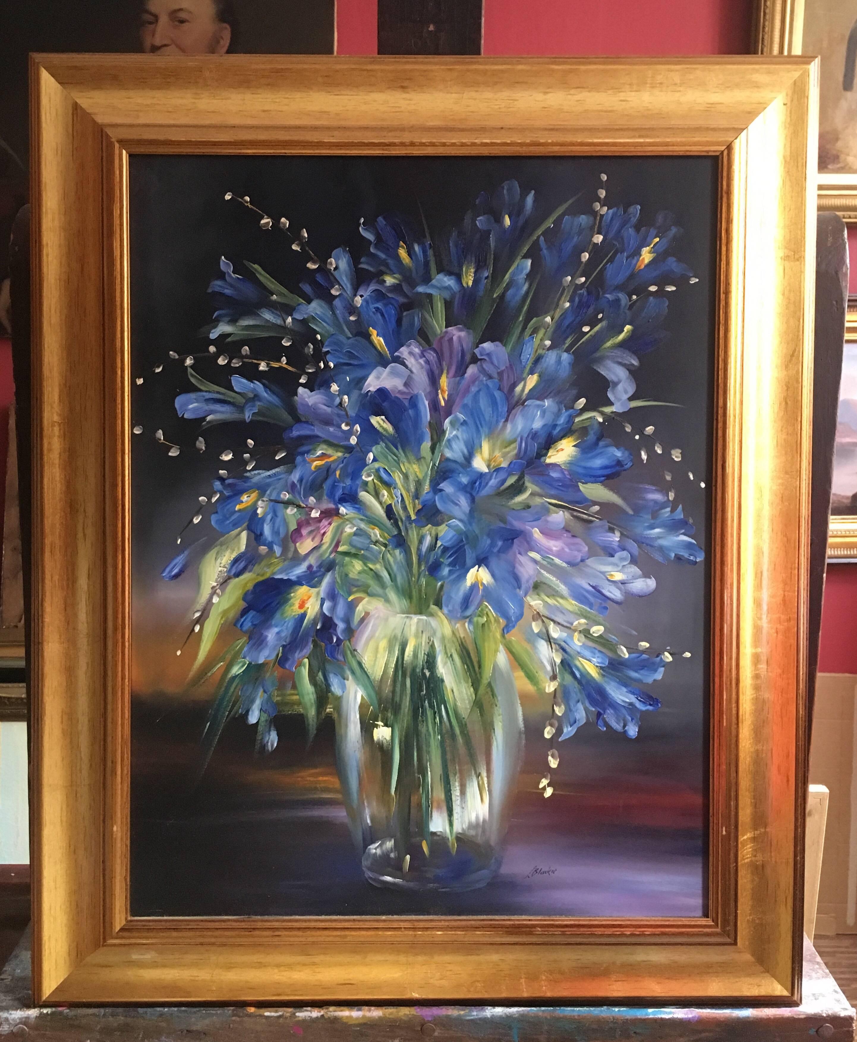 Blue Flowers - Painting by Lillias Blackie