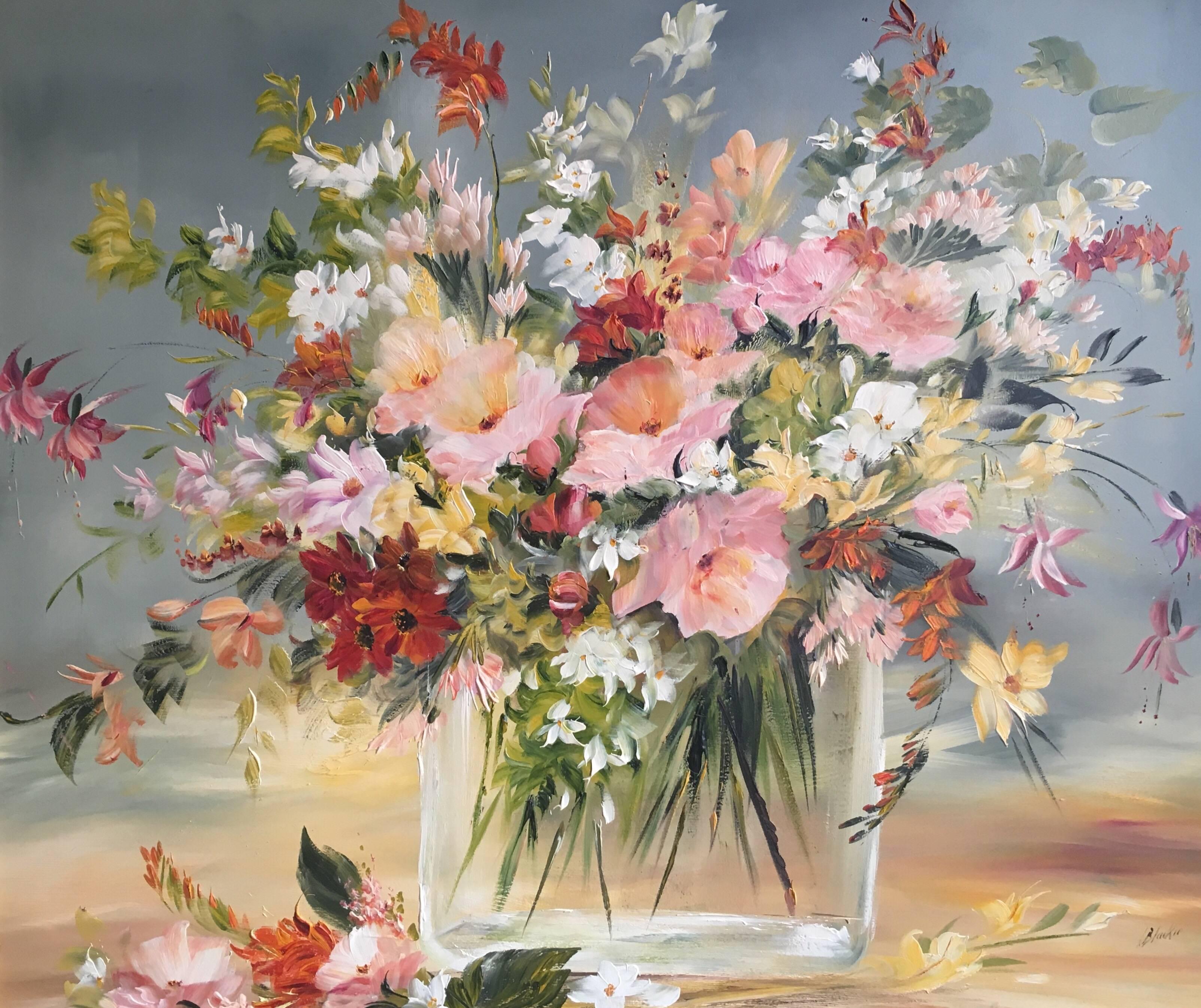 Lillias Blackie Interior Painting - Floral Bouquet, Multi Coloured, Signed Oil Painting
