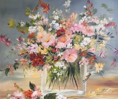 Floral Bouquet, Multi Coloured, Signed Oil Painting