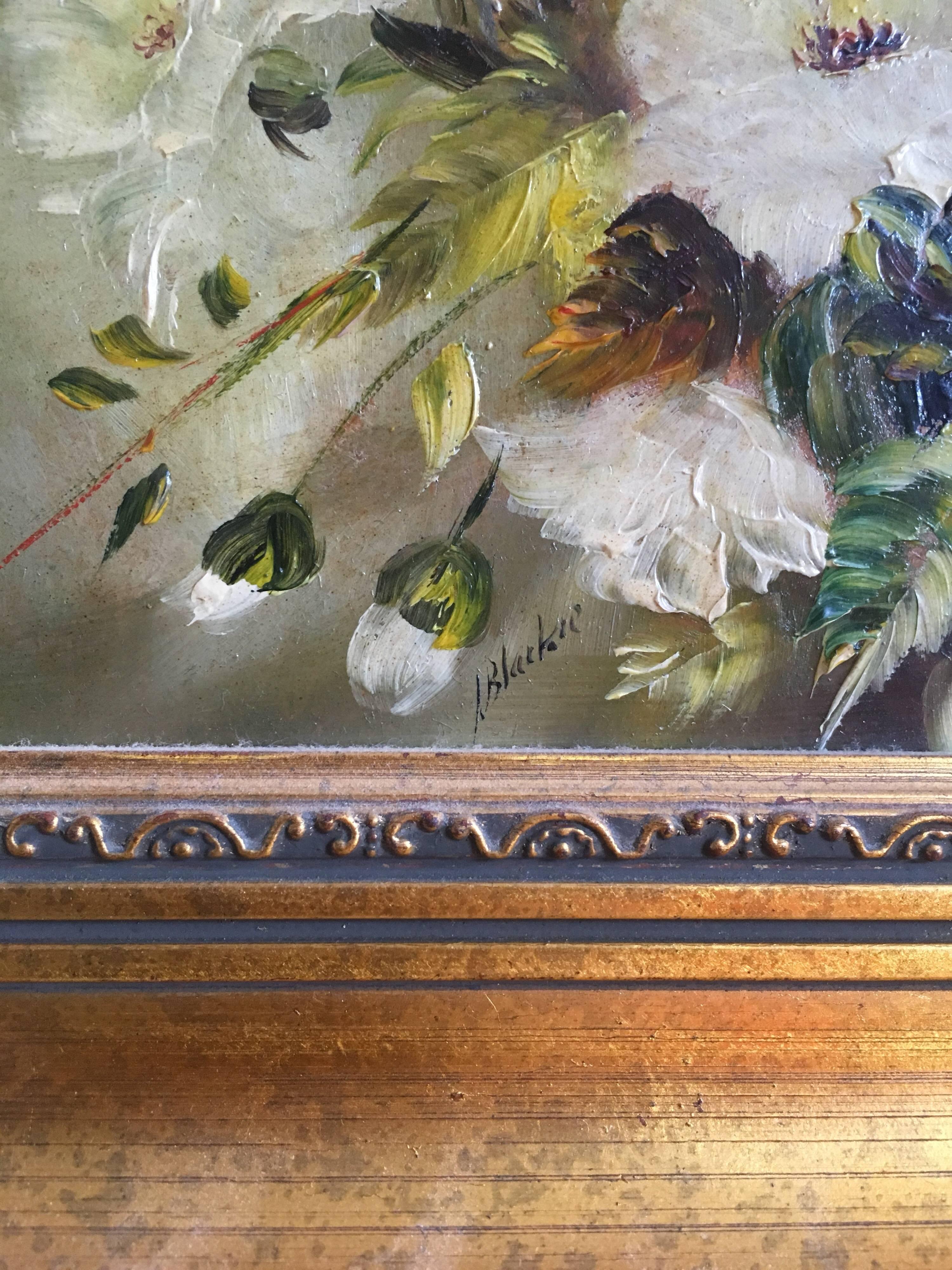 Foxglove Floral Arrangement, Oil Painting, Signed 3