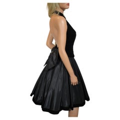 Vintage LILLIE RUBIN Black Cocktail Halter Dress Sexy Size 8 Rhinestones Silk & Velvet