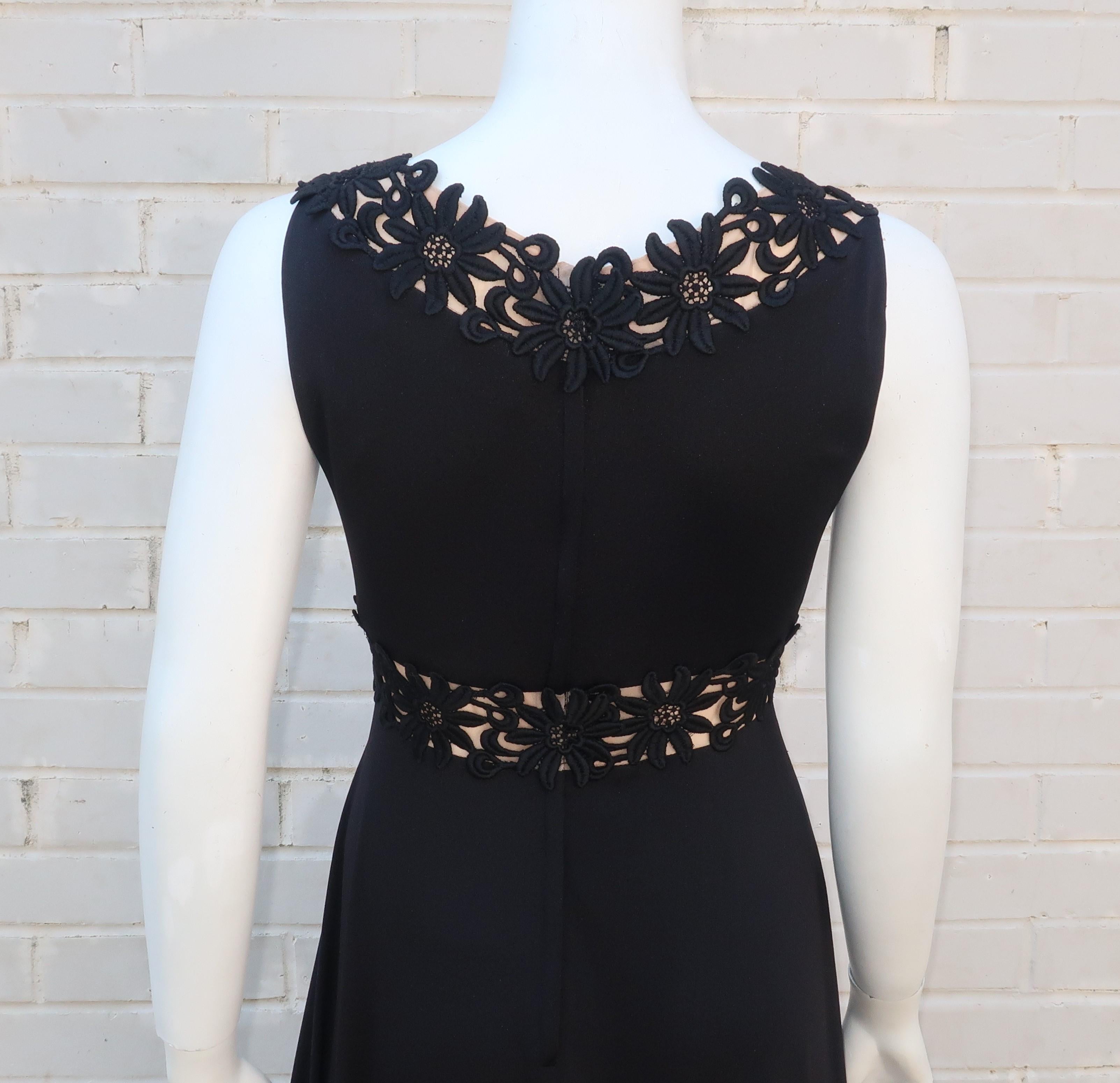 Lillie Rubin Black Jersey Maxi Evening Dress, C.1970 4