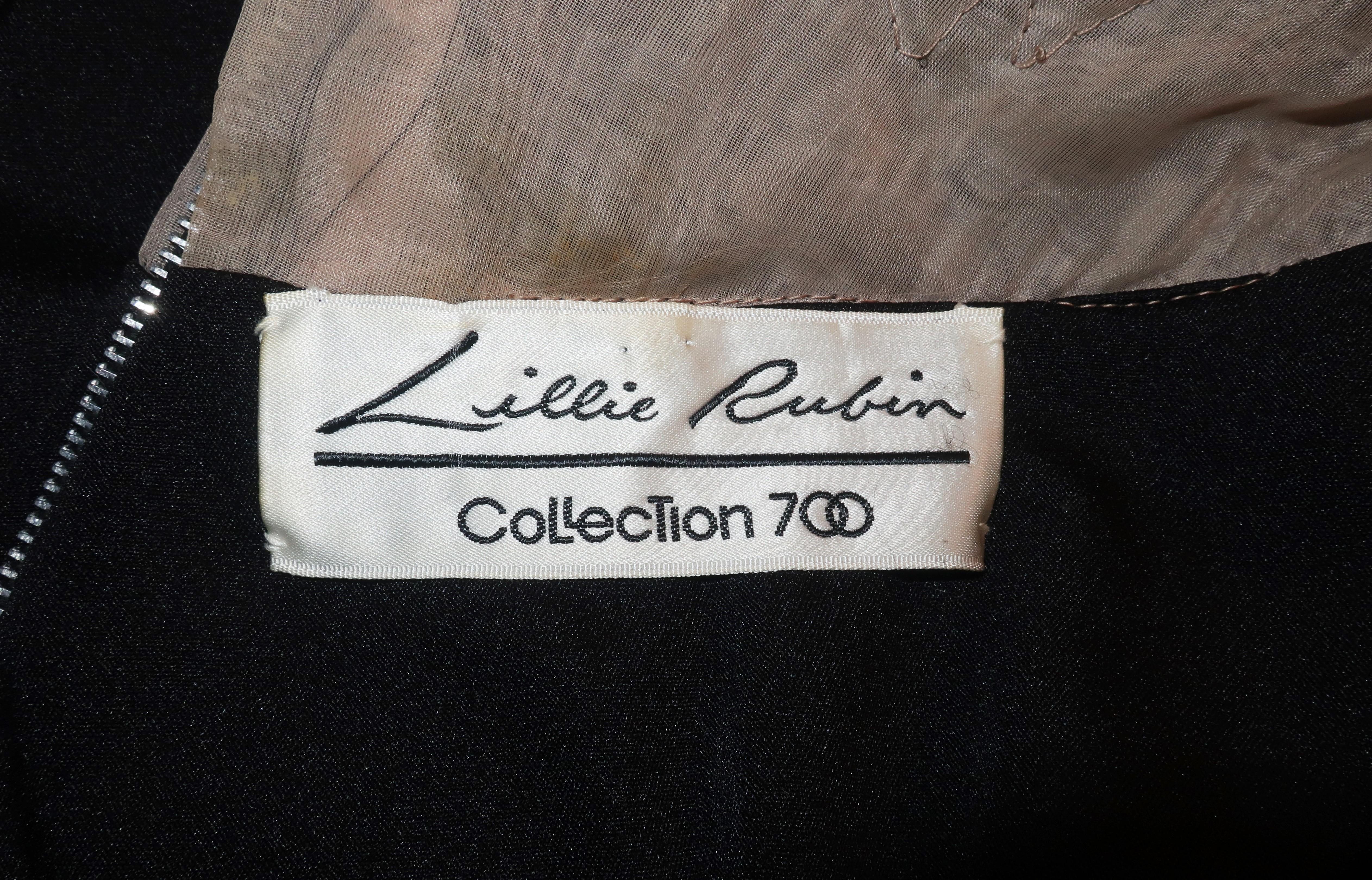 Lillie Rubin Black Jersey Maxi Evening Dress, C.1970 5