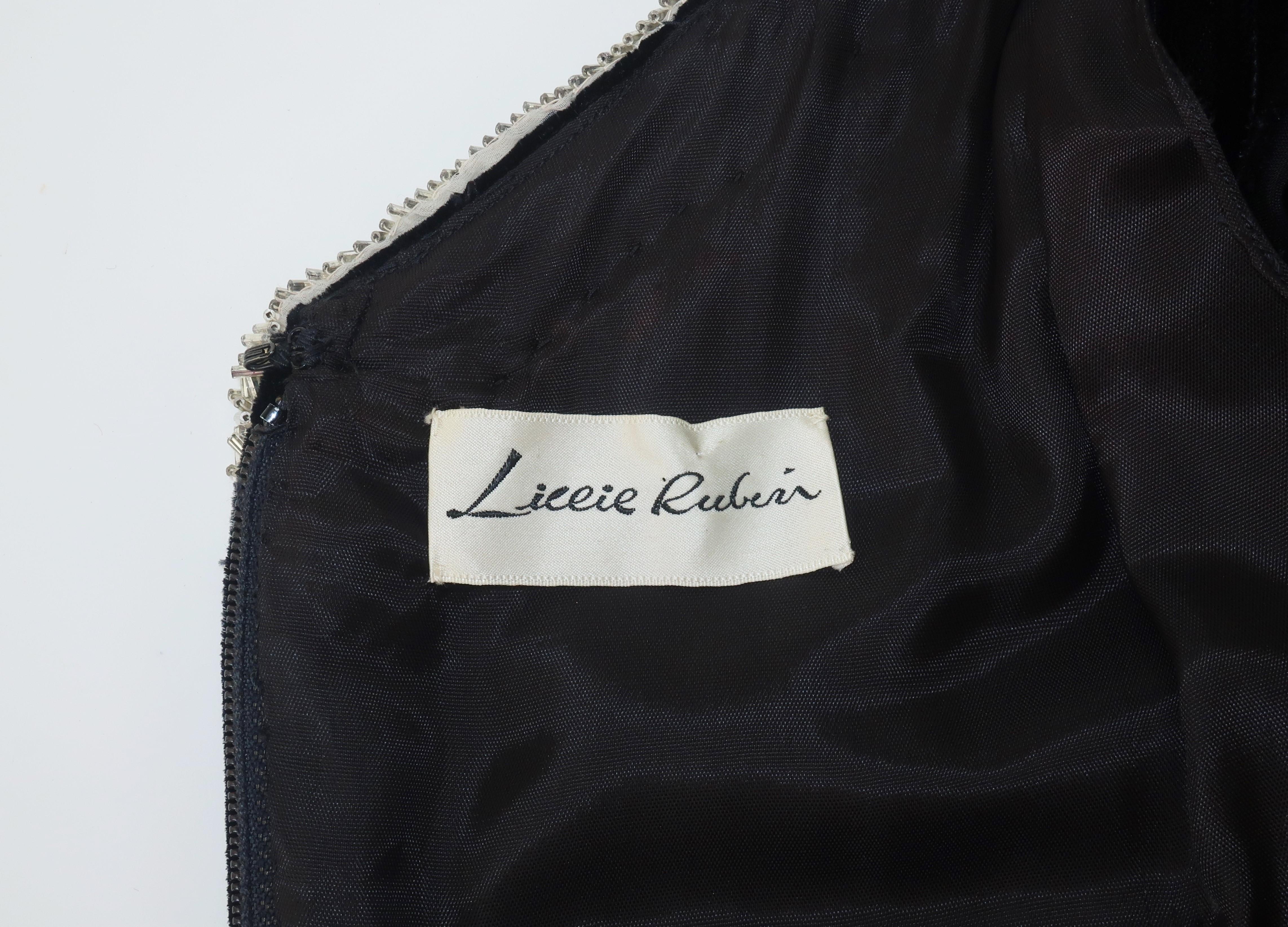Lillie Rubin - Combinaison en velours noir avec perlage argenté, années 1960 en vente 10