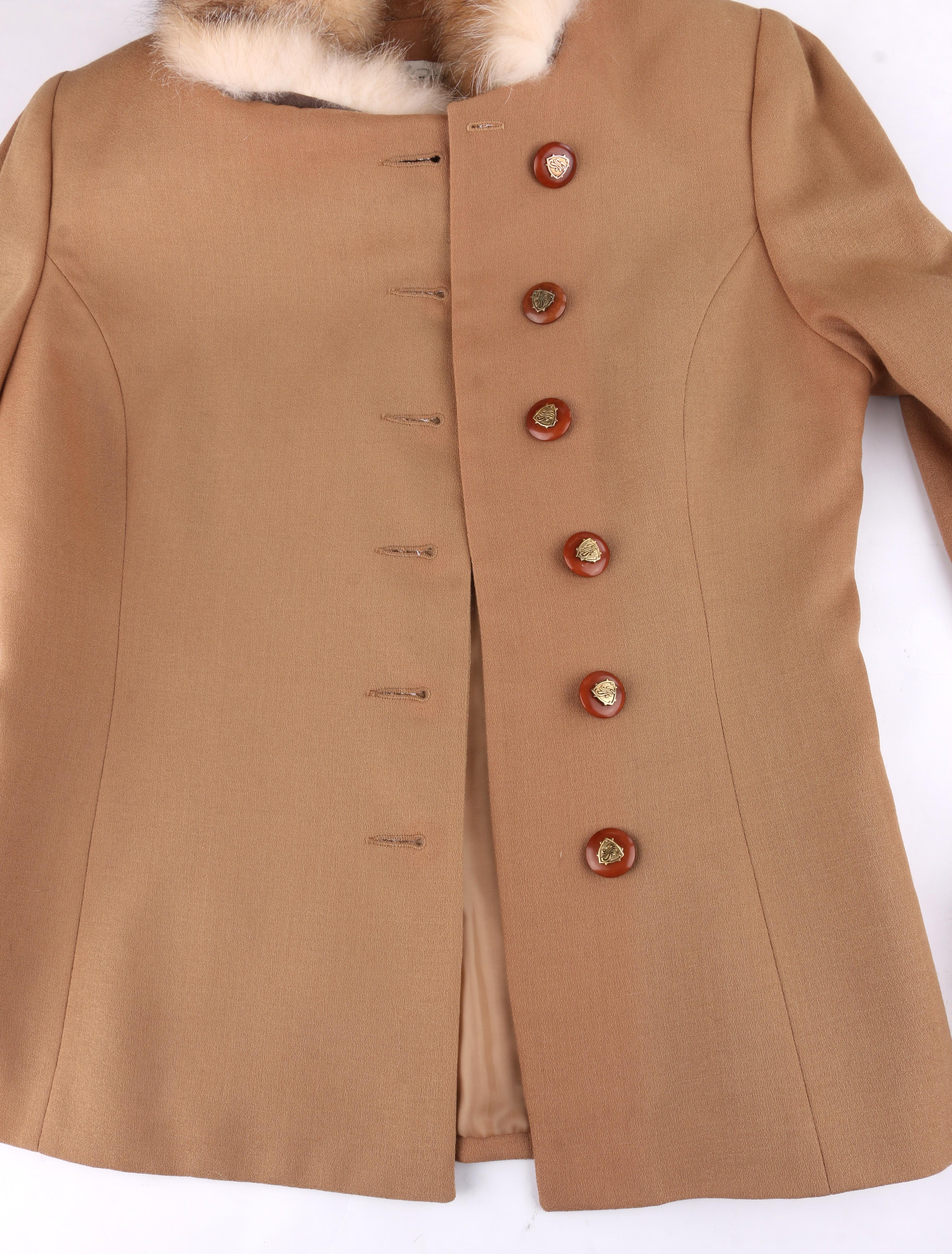 LILLIE RUBIN c.1980’s Peruvian Camel Red Fox Fur Wool Blazer Jacket Skirt Set  5