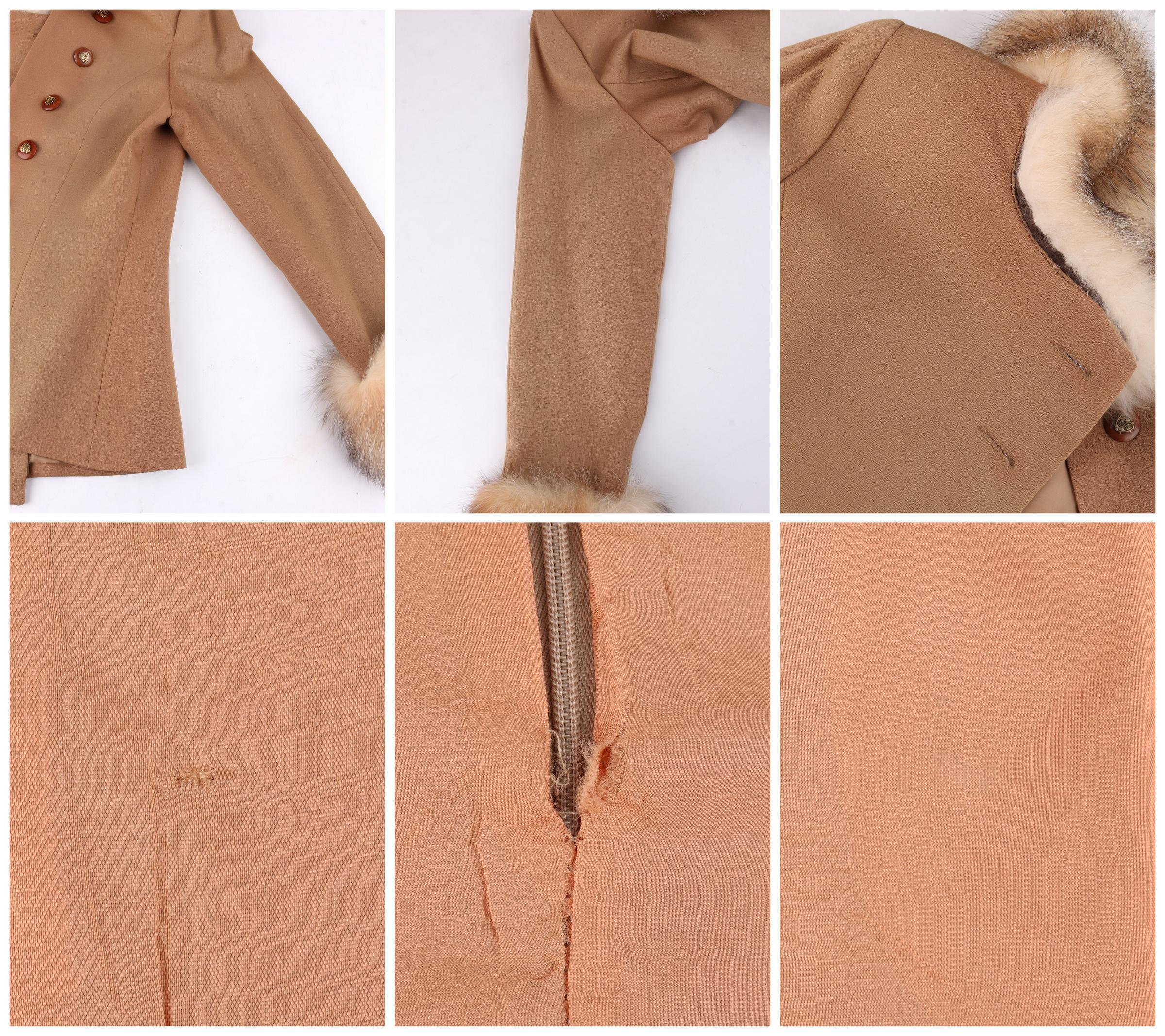 LILLIE RUBIN c.1980’s Peruvian Camel Red Fox Fur Wool Blazer Jacket Skirt Set  7