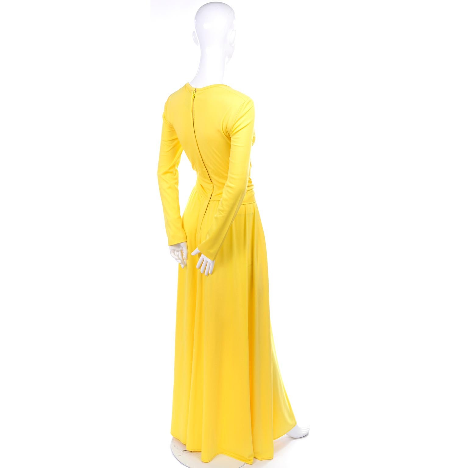 Lillie Rubin - Robe vintage en jersey jaune avec ceinture, collection 700 Pour femmes en vente