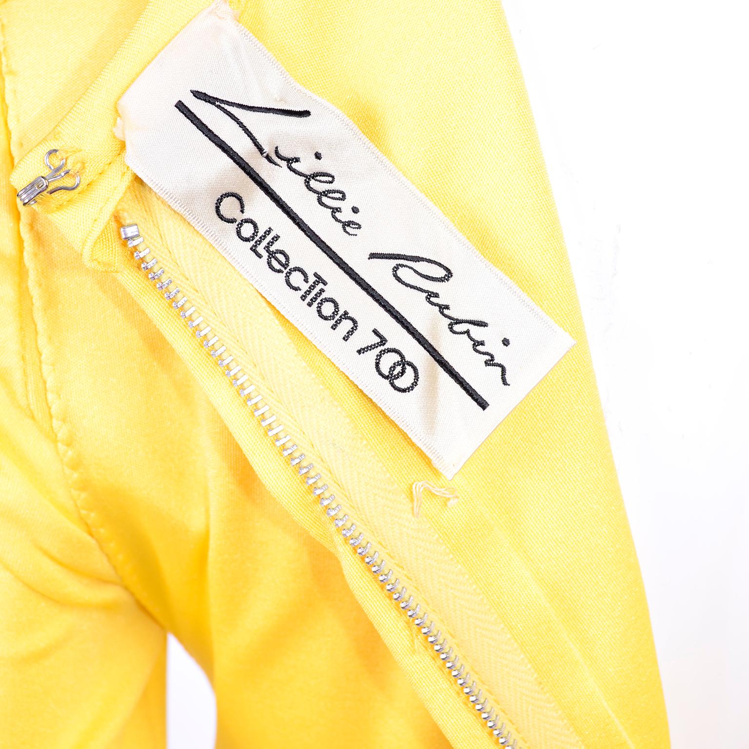 Lillie Rubin - Robe vintage en jersey jaune avec ceinture, collection 700 en vente 2