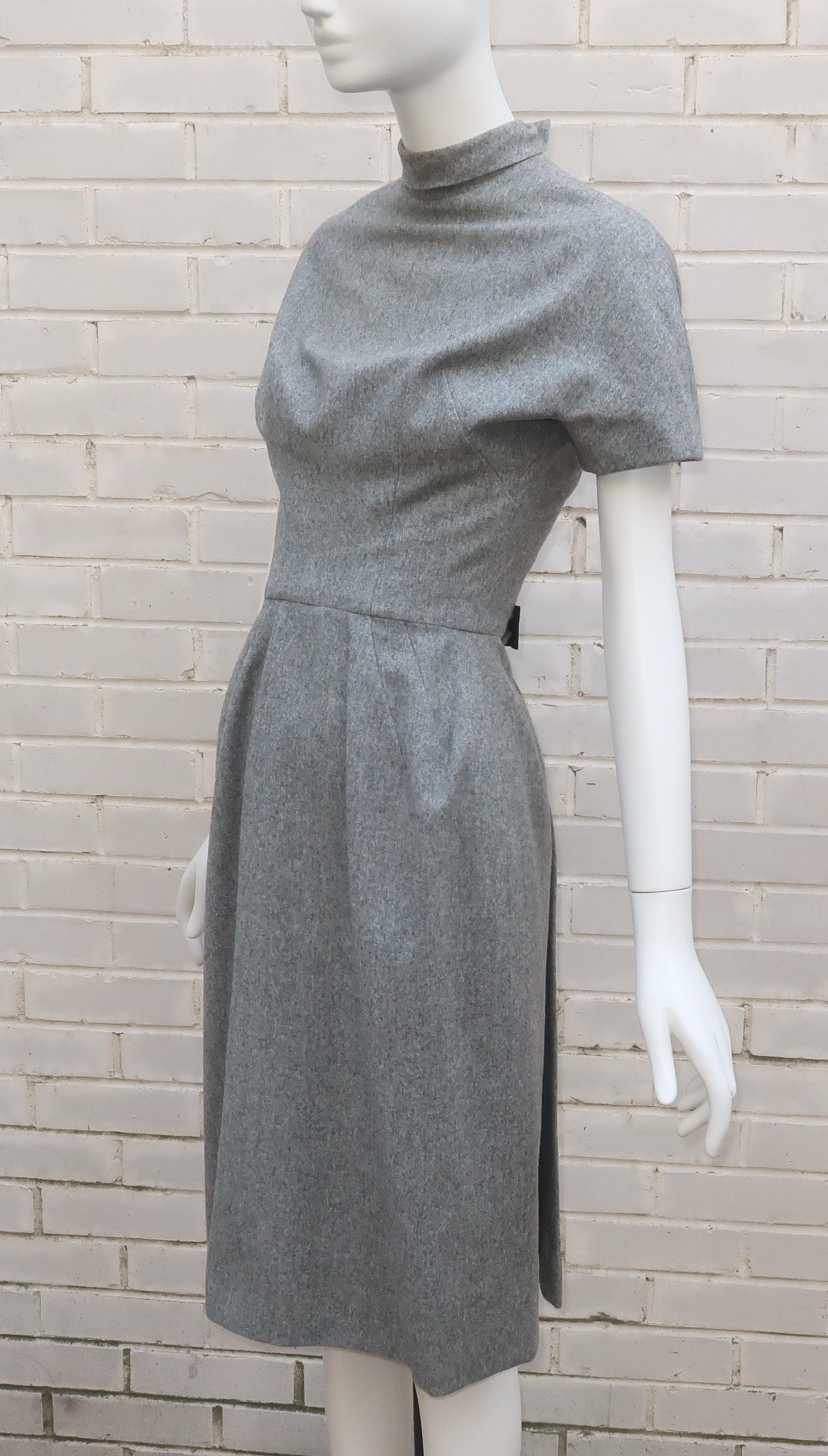 Lillie Rubin Dove Gray Wool Dress & Coat Set, 1950's 6
