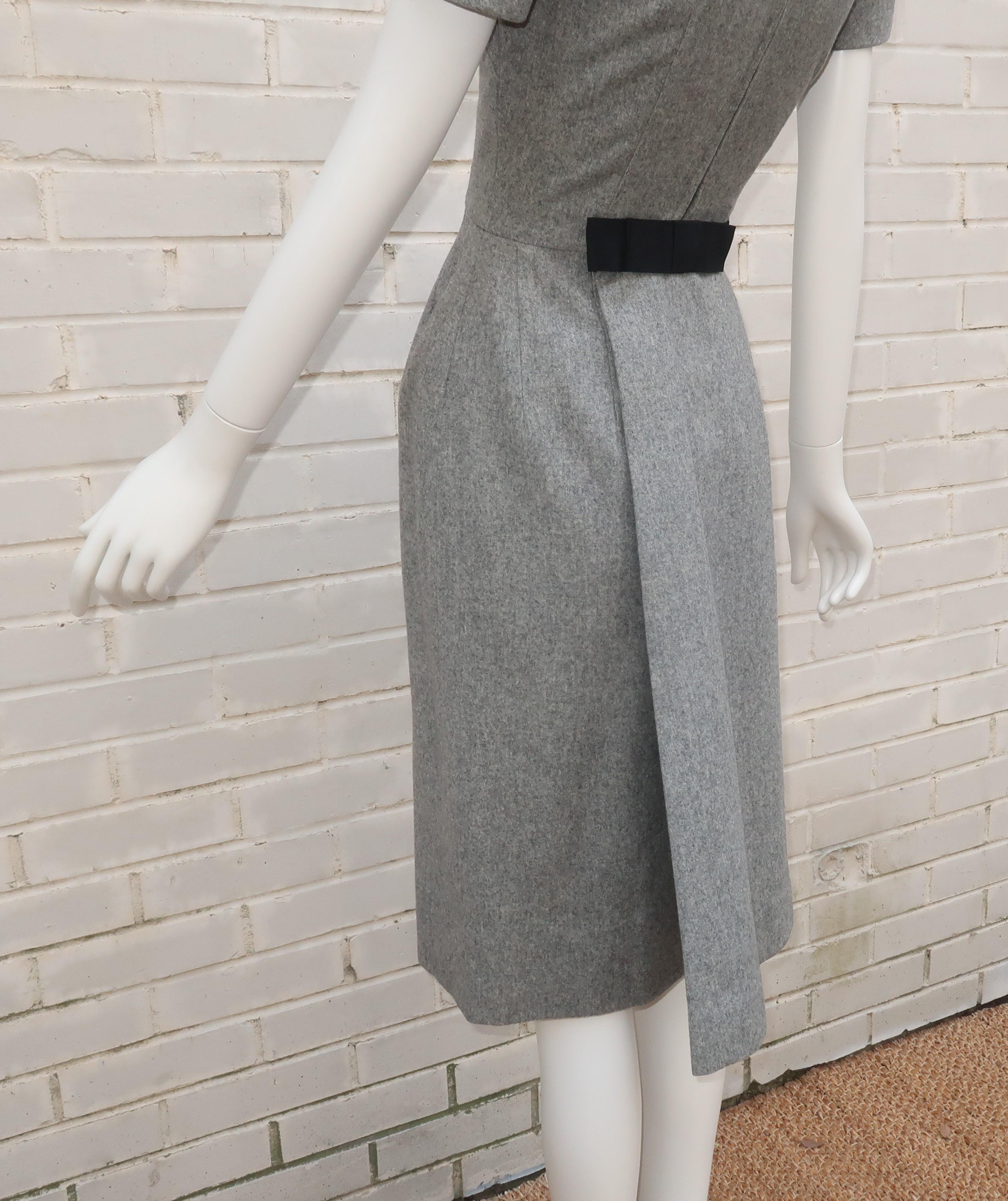 Lillie Rubin Dove Gray Wool Dress & Coat Set, 1950's 7