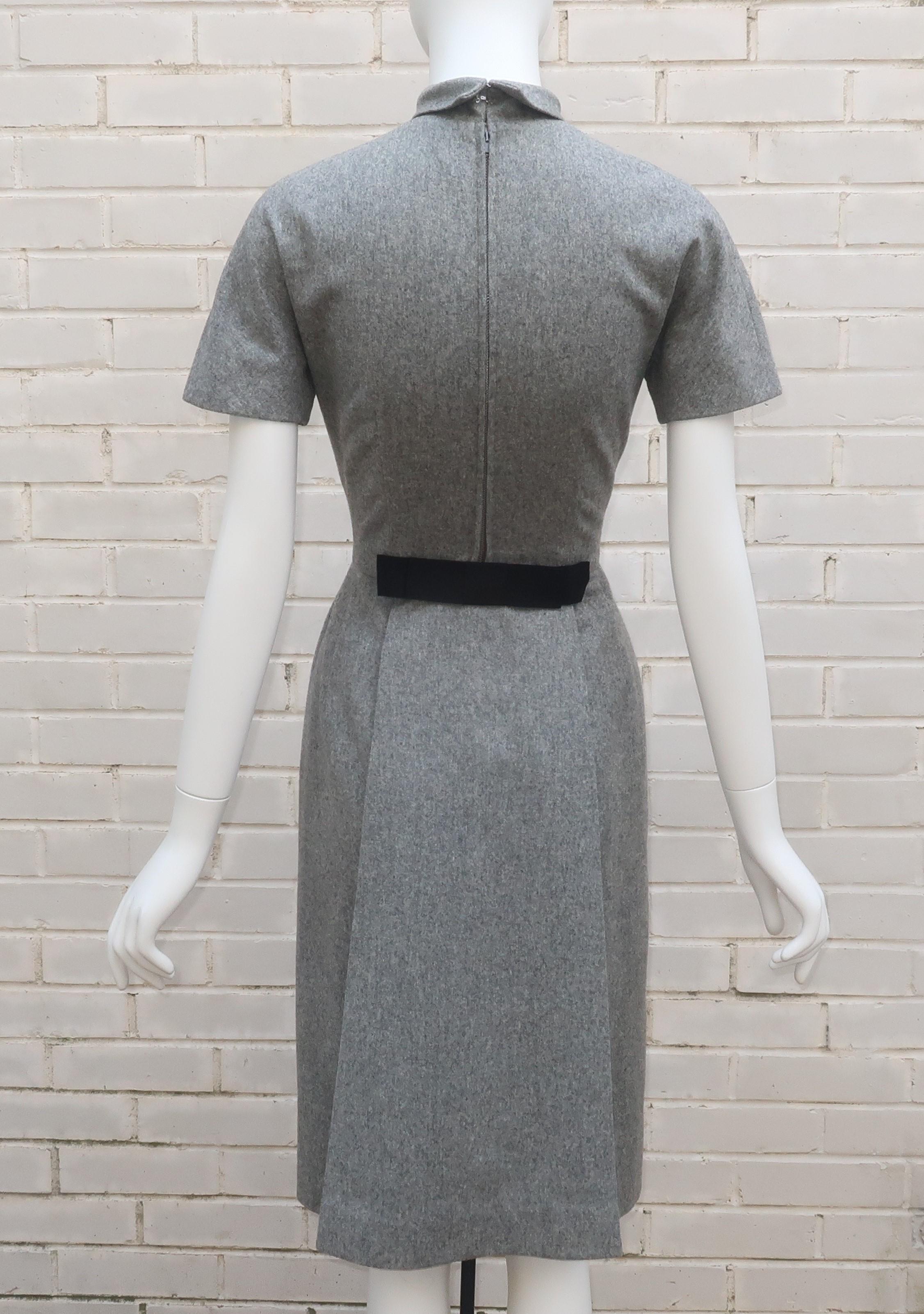 Lillie Rubin Dove Gray Wool Dress & Coat Set, 1950's 8