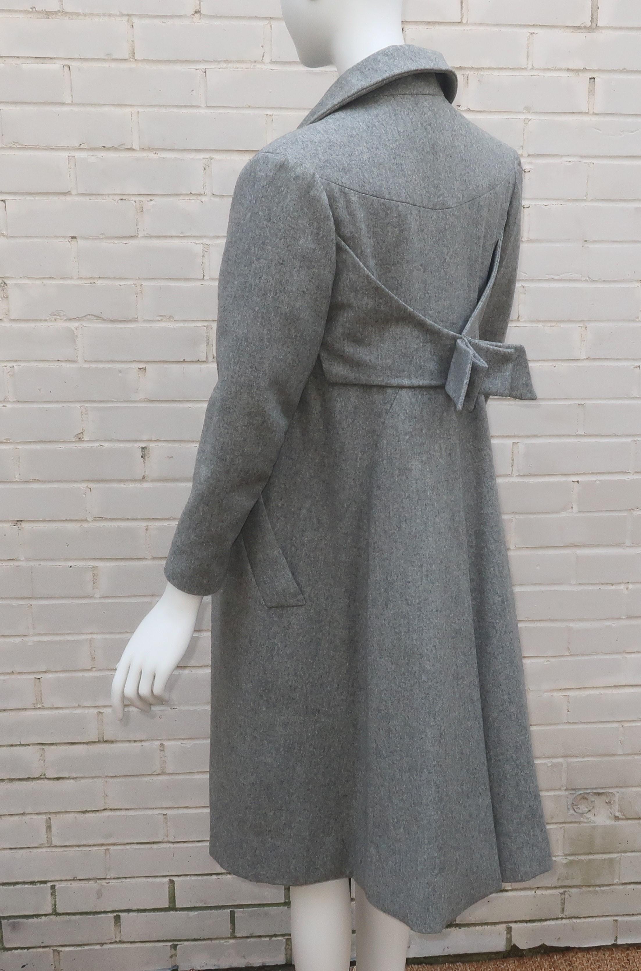 Lillie Rubin Dove Gray Wool Dress & Coat Set, 1950's In Good Condition In Atlanta, GA