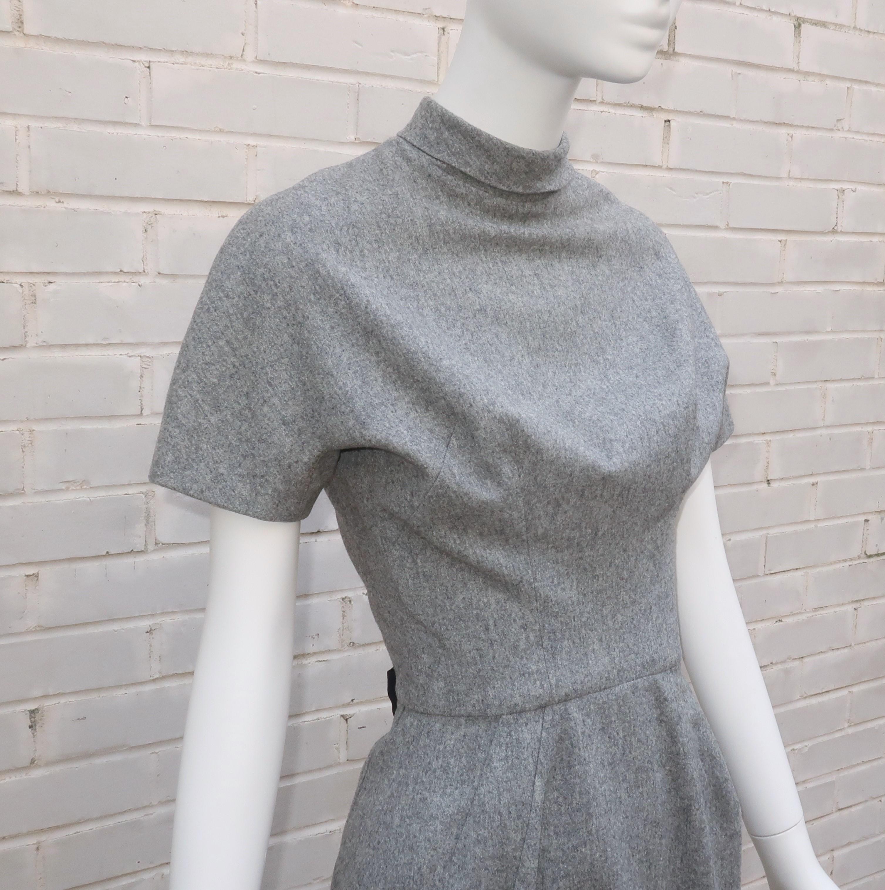 Lillie Rubin Dove Gray Wool Dress & Coat Set, 1950's 3