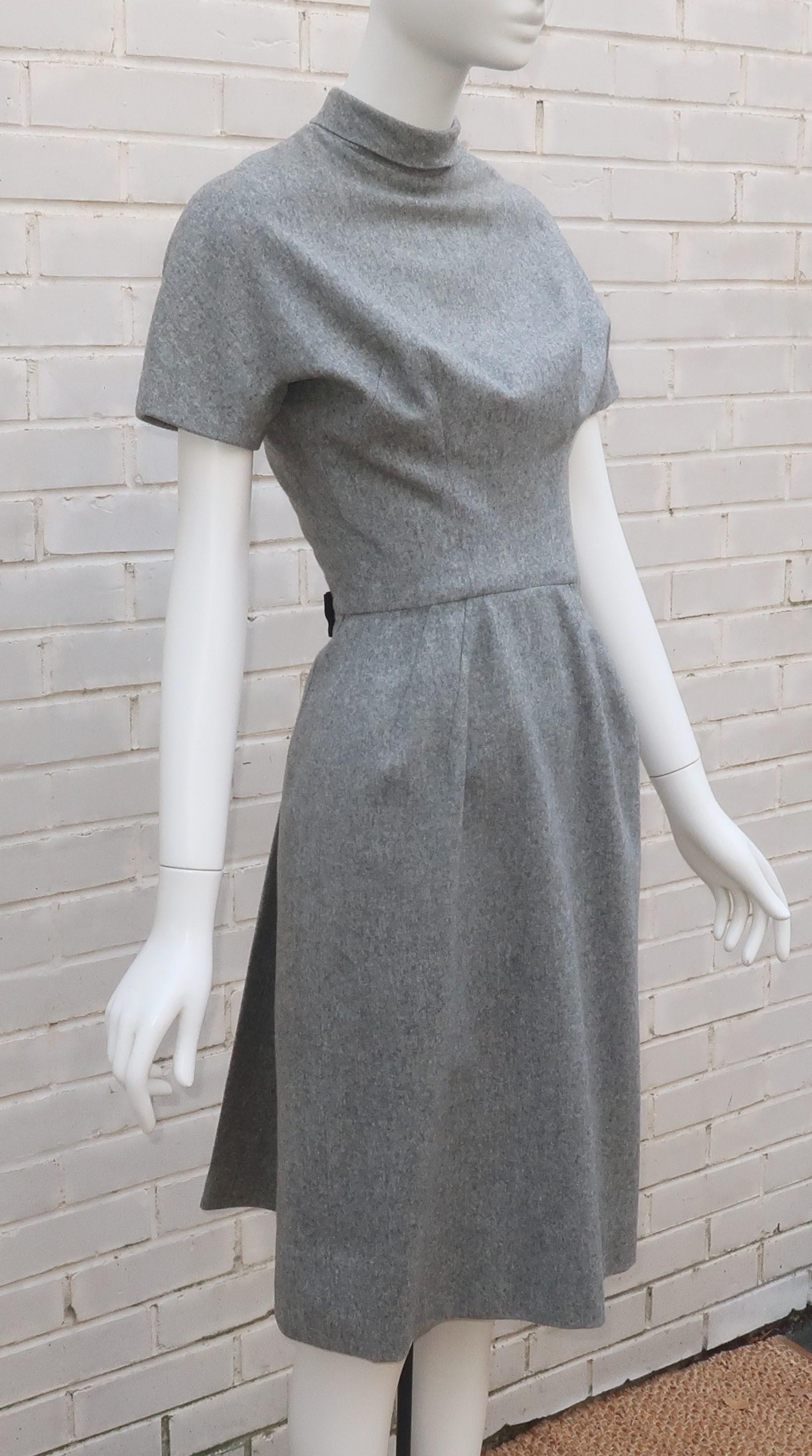 Lillie Rubin Dove Gray Wool Dress & Coat Set, 1950's 4