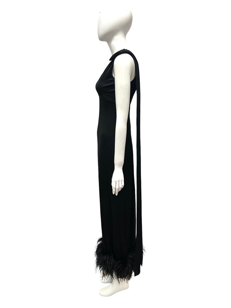 lillie rubin evening dresses Lillie Rubin Feather Trimmed Brooch Embellished Gown main image 1