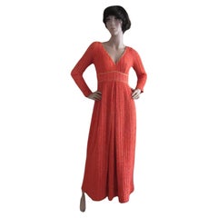 Lillie Rubin Fiery Orange Metallic Maxi Dress, Circa 1960s