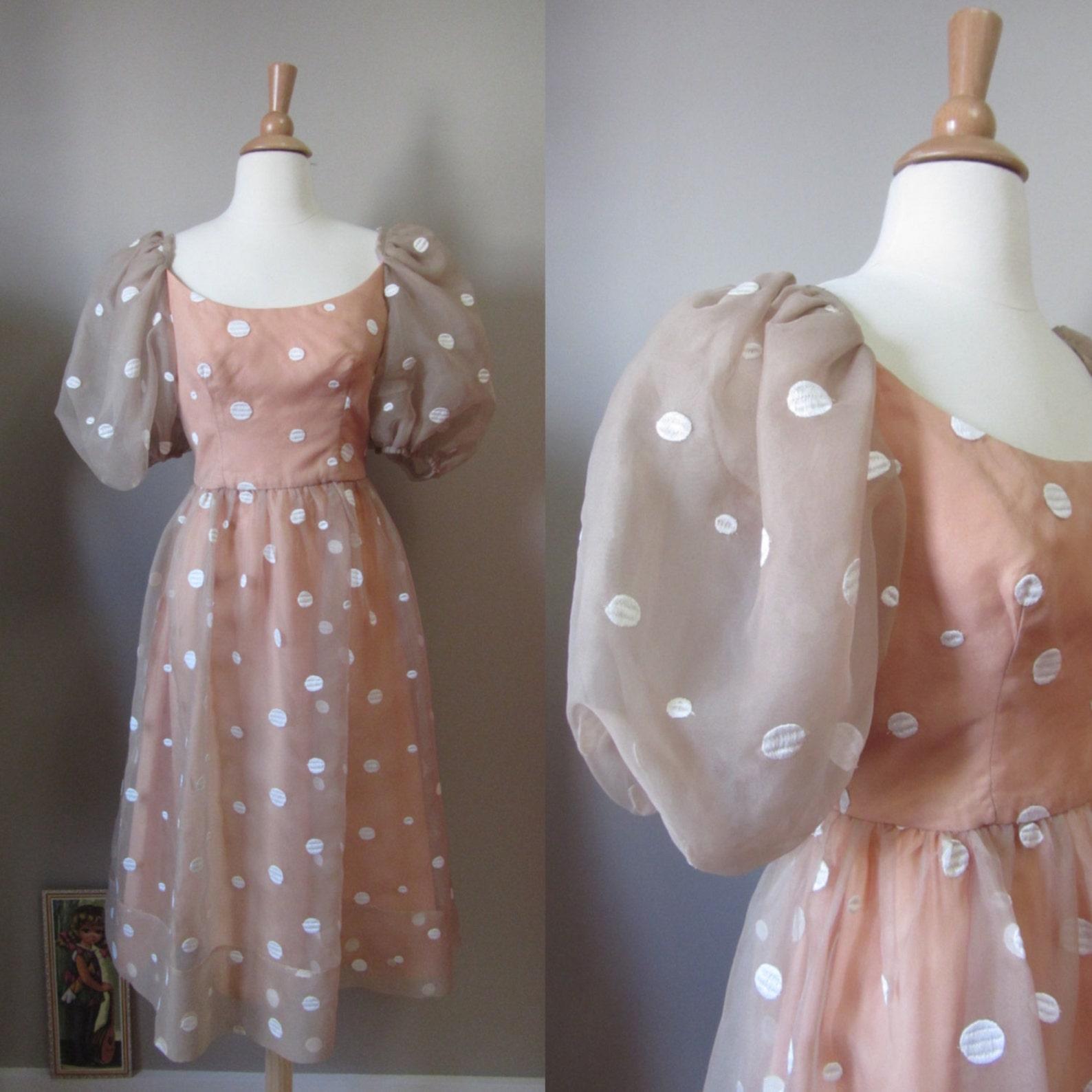 Gray Lillie Rubin Polka Dot Dress, Circa 1980s For Sale