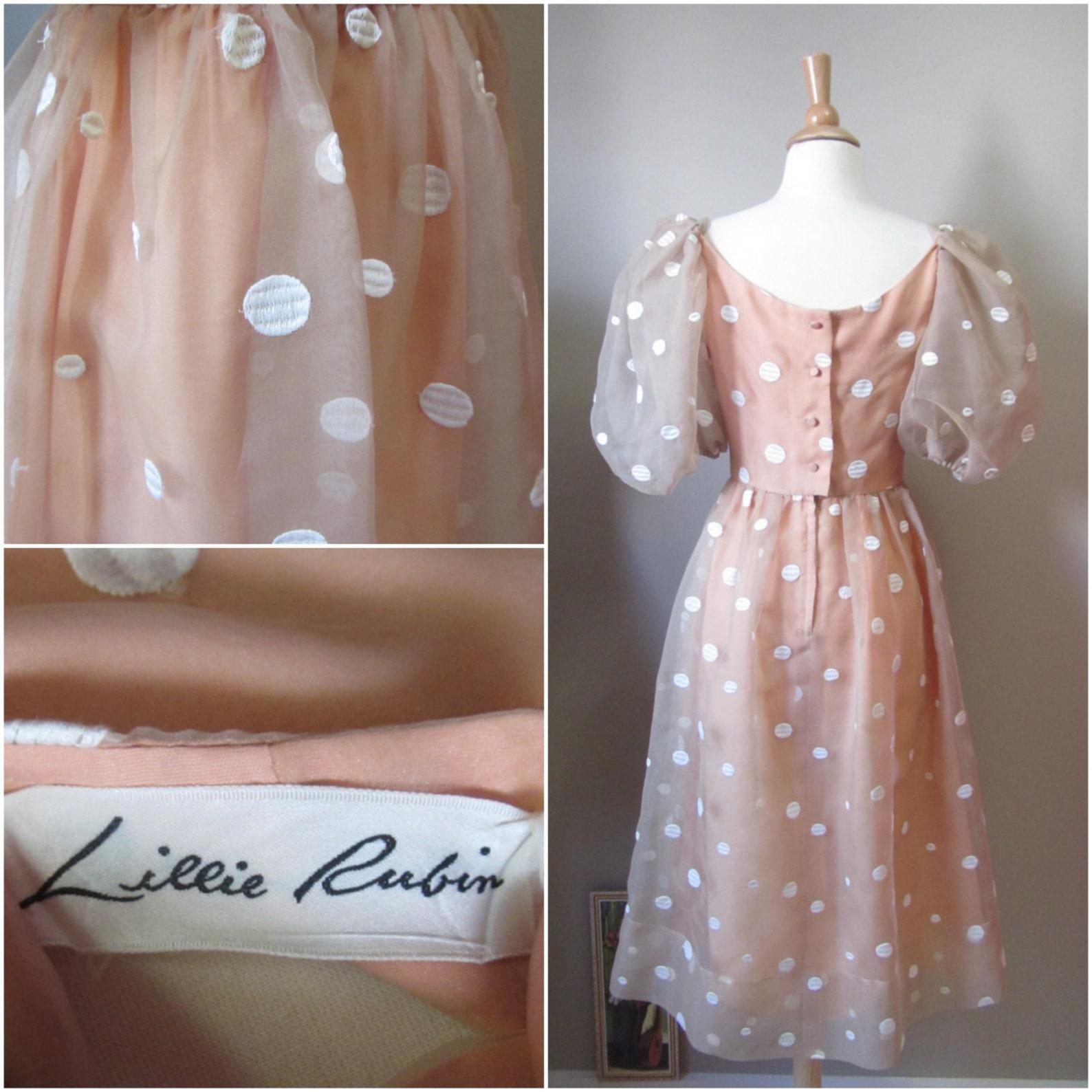Lillie Rubin Polka Dot Dress, Circa 1980s For Sale 1