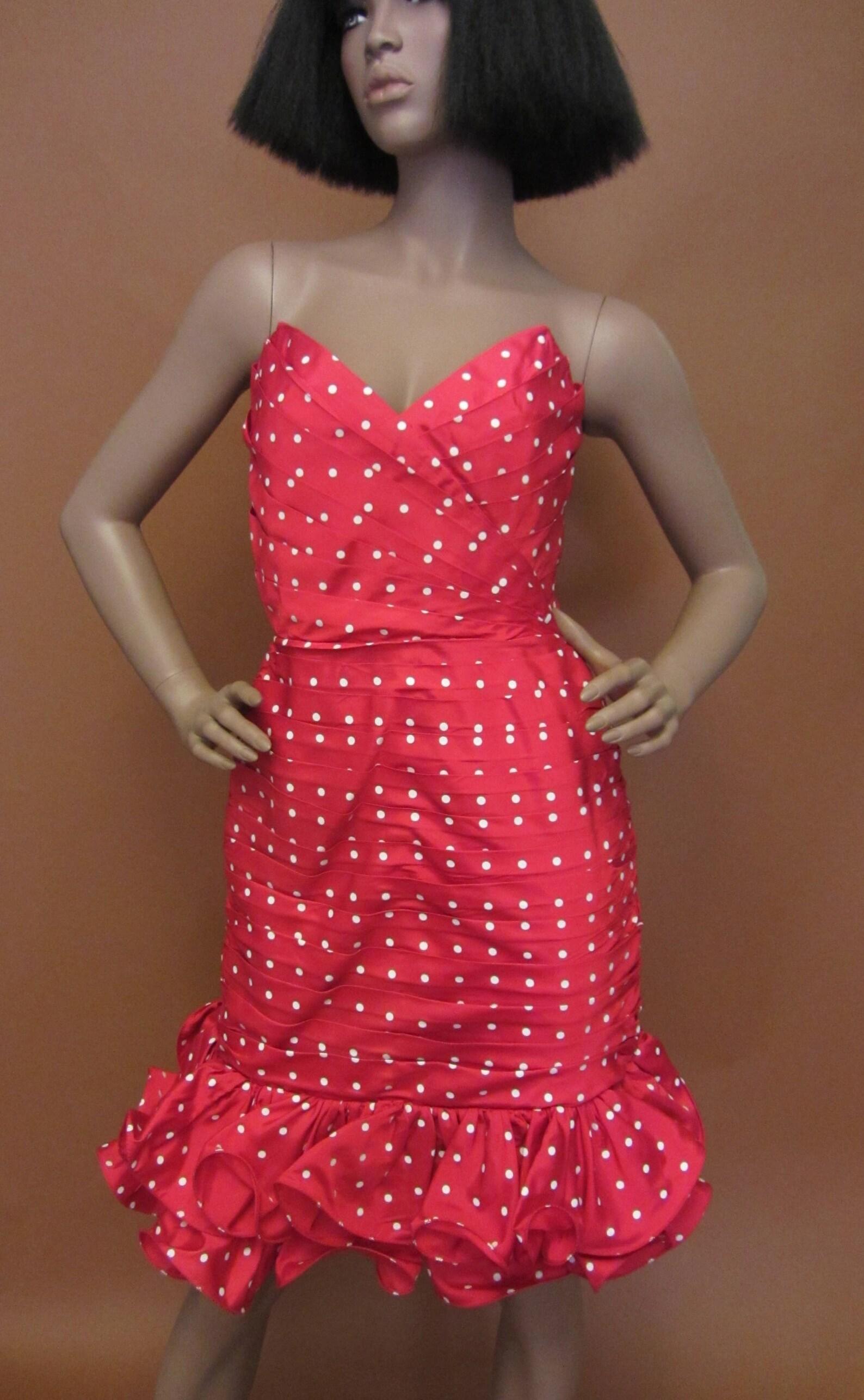 Lillie Rubin Red and White Polka Dot Dress In Excellent Condition For Sale In Brooklyn, NY