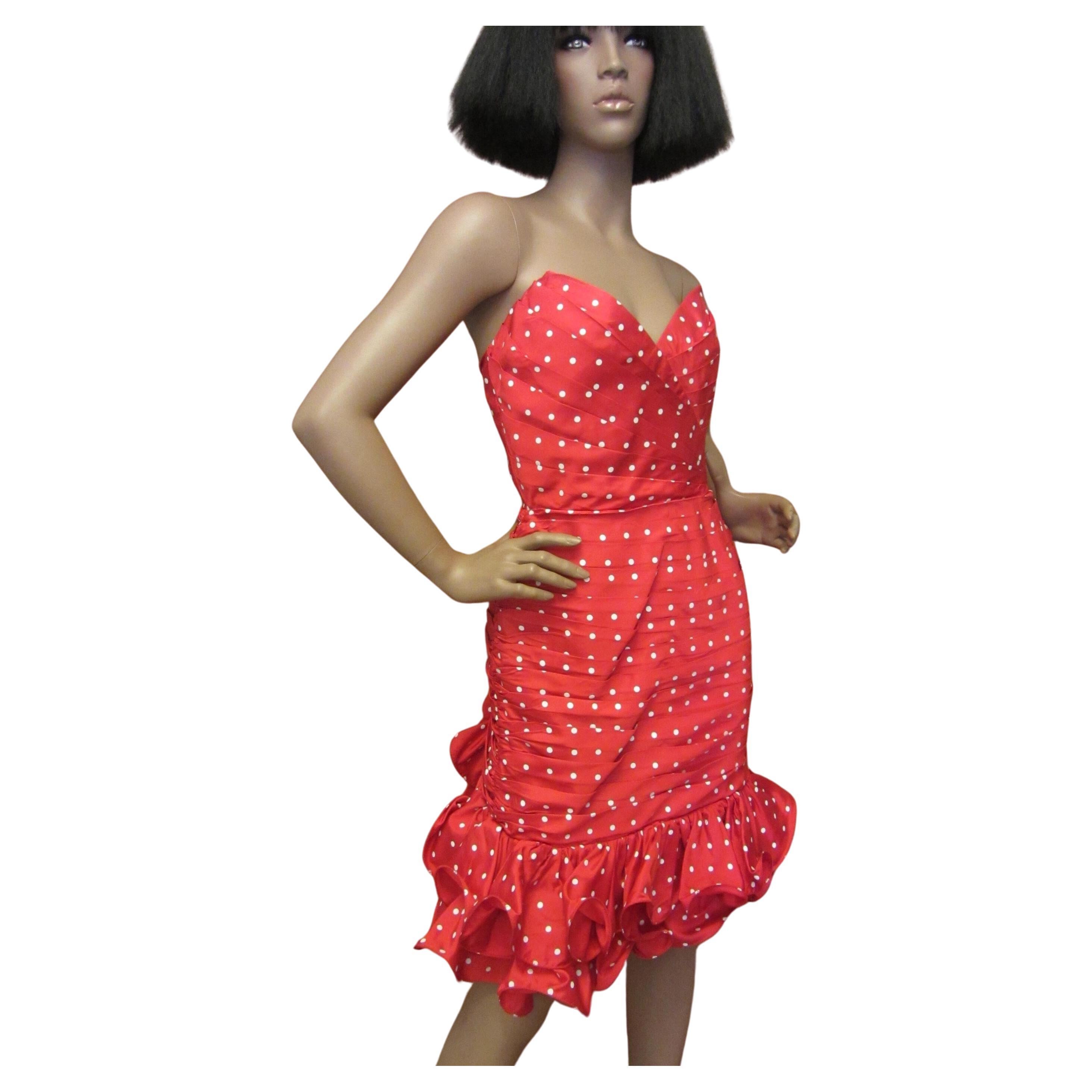 Lillie Rubin Red and White Polka Dot Dress For Sale