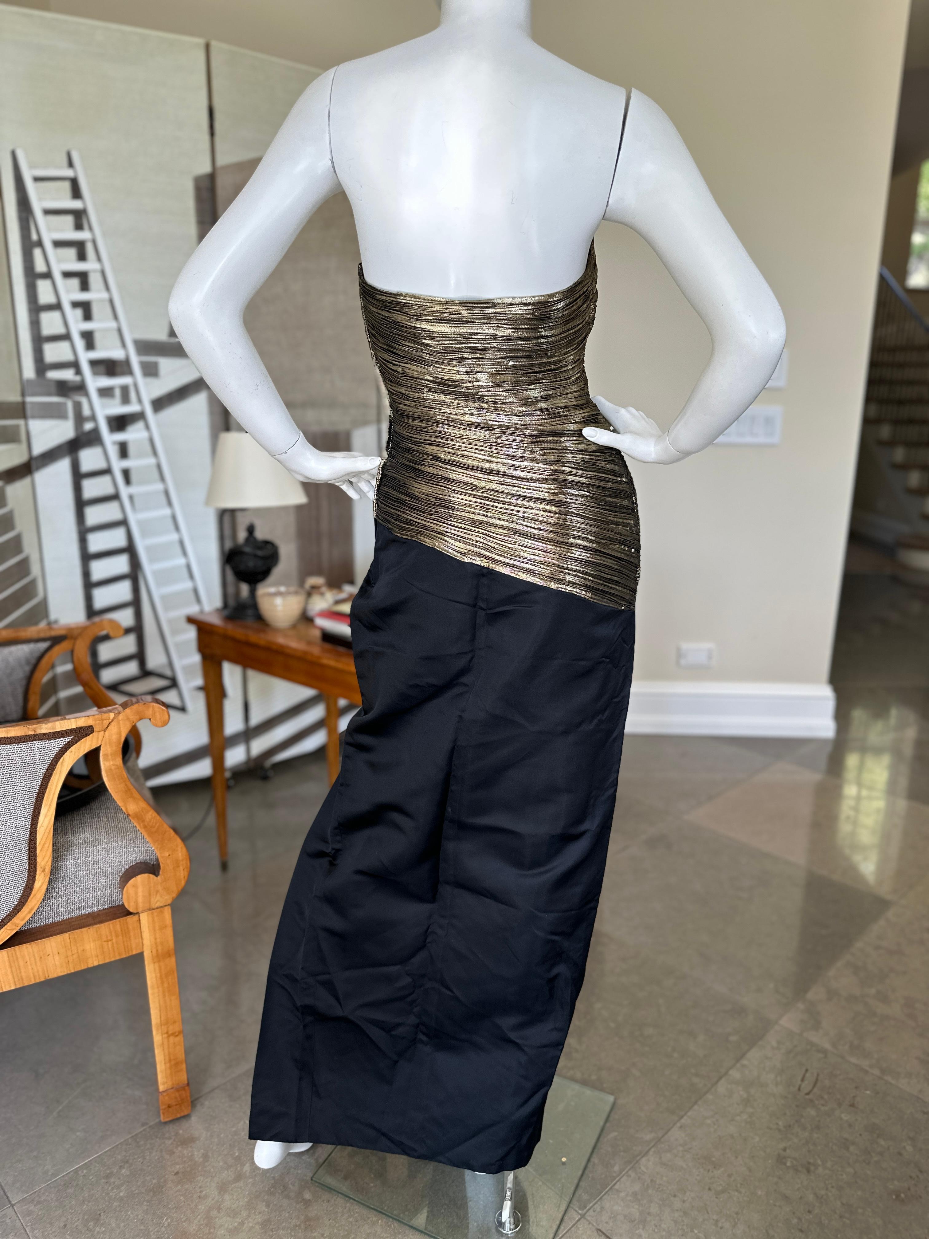Lillie Rubin Vintage Evening  Dress with Dramatic Gold Corset and High Slit For Sale 6