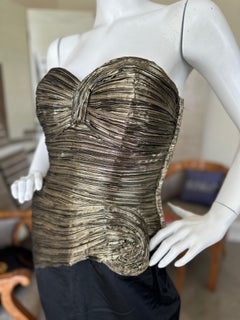 Lillie Rubin Vintage Evening  Dress with Dramatic Gold Corset and High Slit
