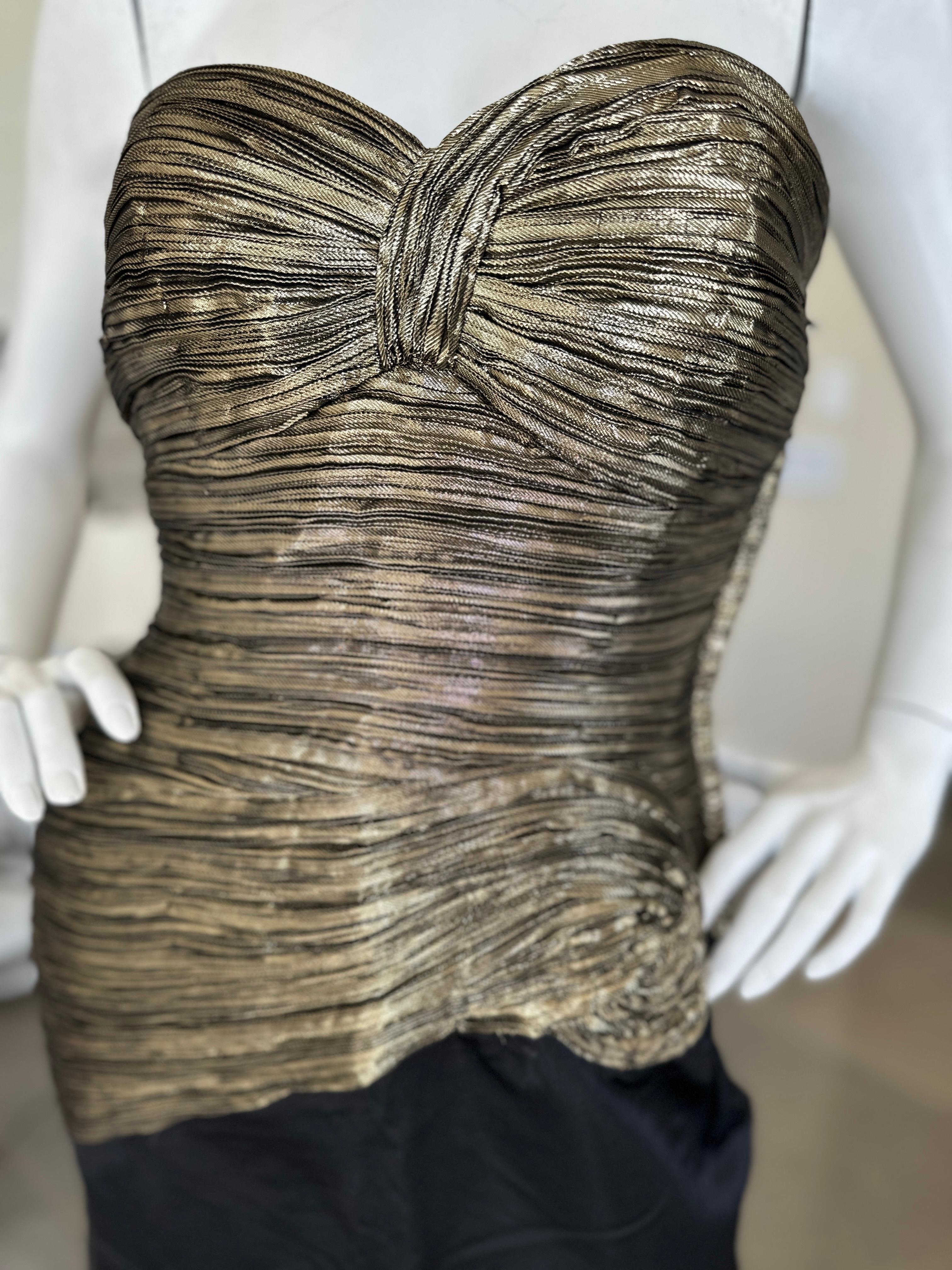 Lillie Rubin Vintage Evening  Dress with Dramatic Gold Corset and High Slit For Sale 1