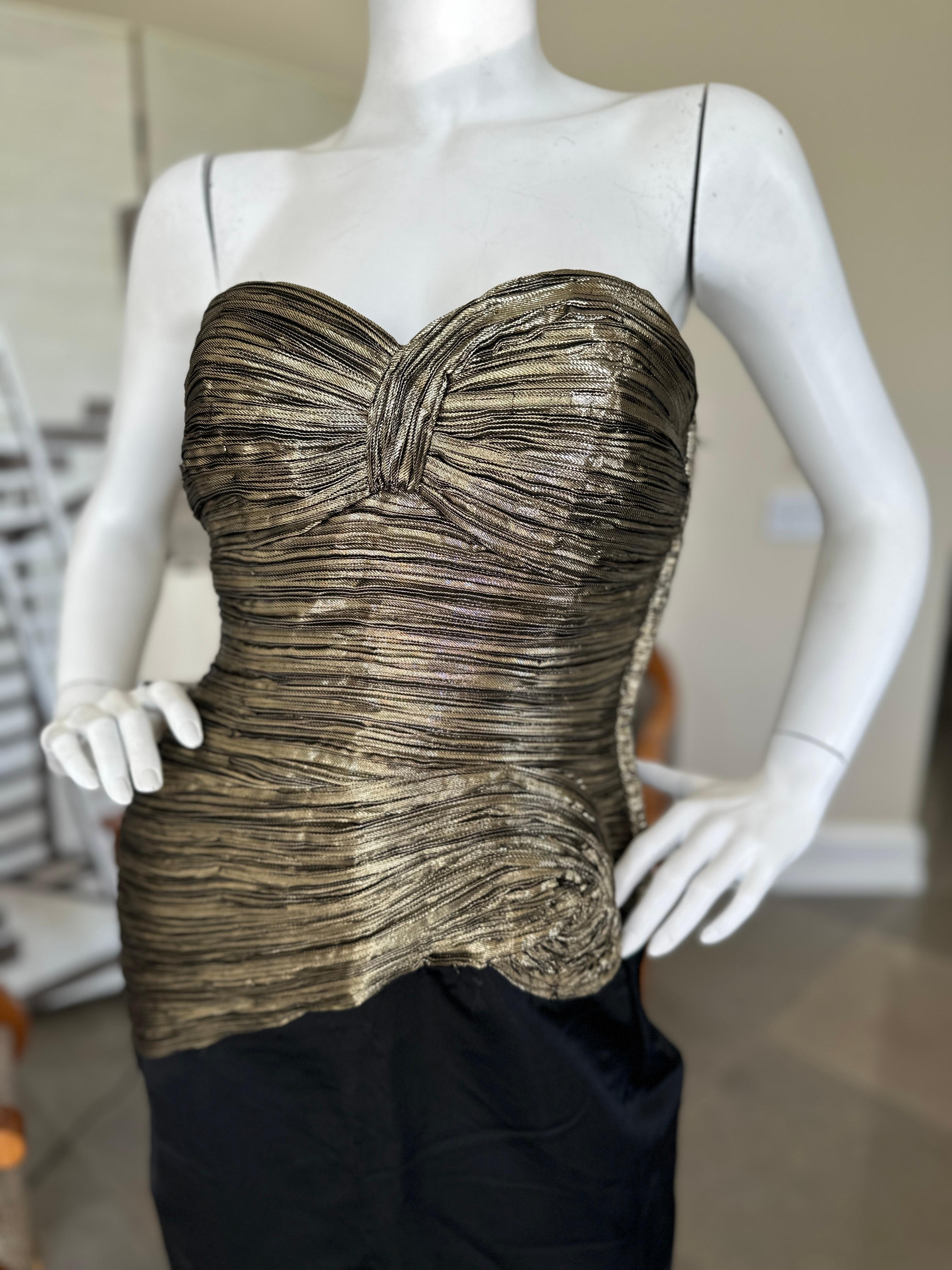 Lillie Rubin Vintage Evening  Dress with Dramatic Gold Corset and High Slit For Sale 2