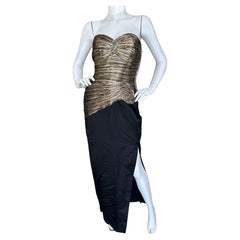 Lillie Rubin Vintage Evening  Dress with Dramatic Gold Corset and High Slit