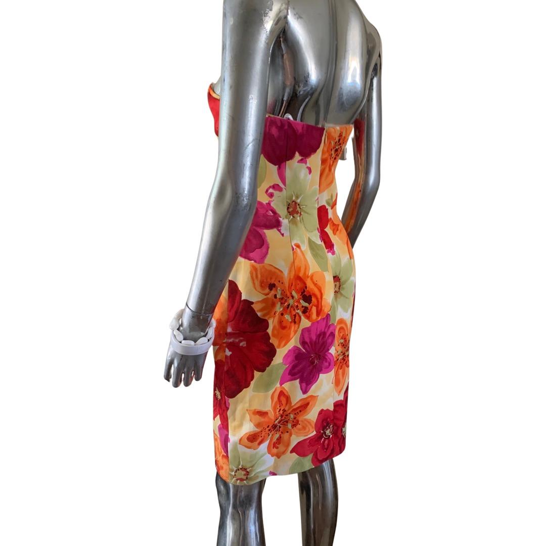 Lillie Rubin Vintage trägerloses Aquarell-Blumenkleid mit perlenbesetztem Mieder, Größe 6 im Angebot 5