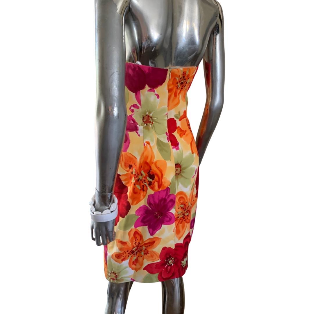 Lillie Rubin Vintage trägerloses Aquarell-Blumenkleid mit perlenbesetztem Mieder, Größe 6 im Angebot 6