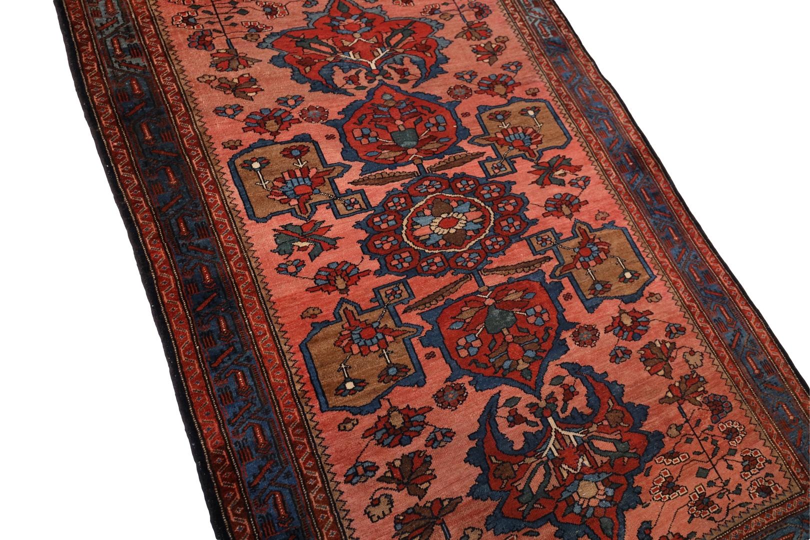 Hand-Knotted Lillihan Antique Rug, Salmon Red Khaki - 4'7