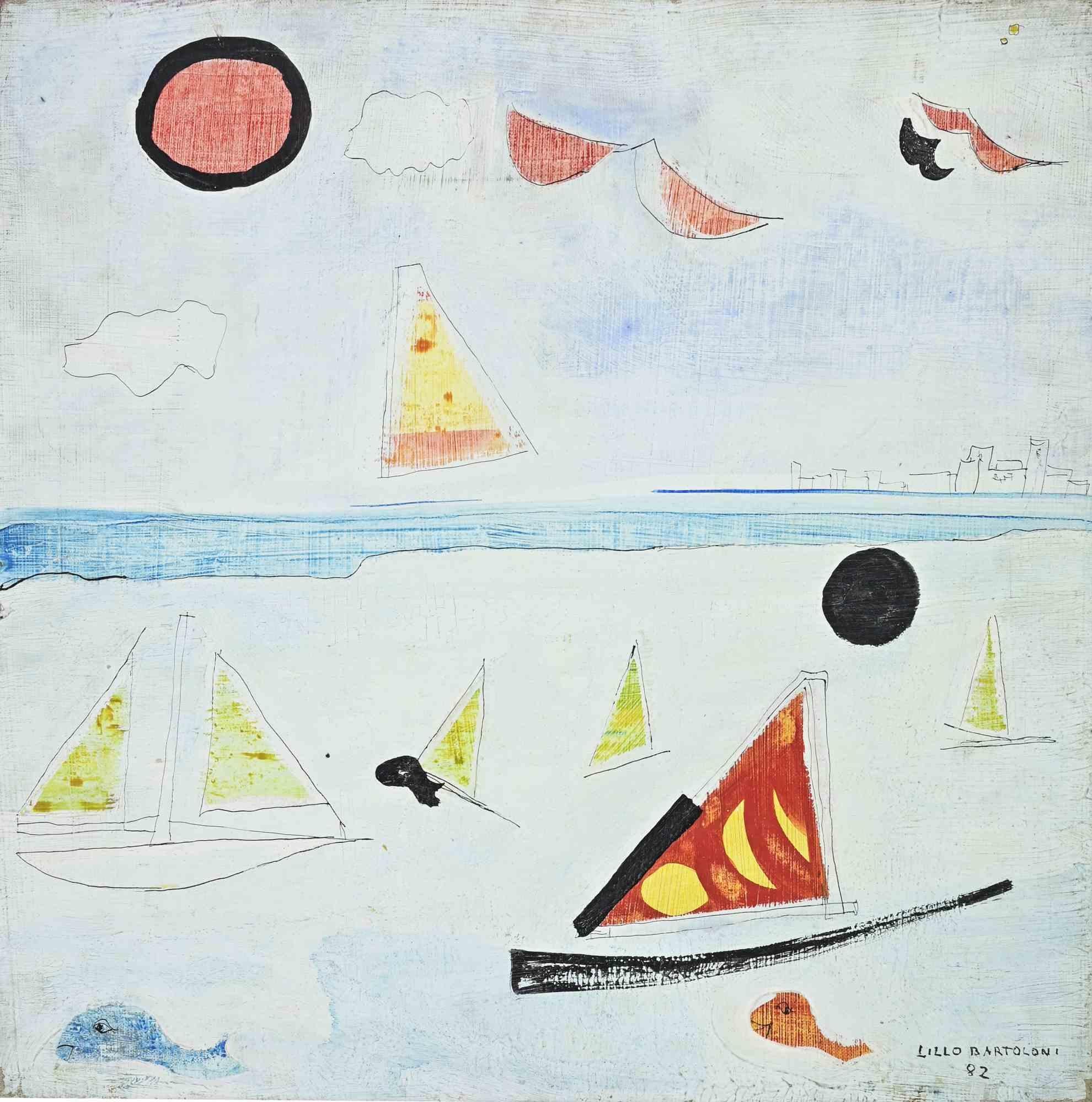 Oil on canvas realized by Lillo Bartoloni in 1982.

Hand signed, dated and titled on rear.

Very good condition.