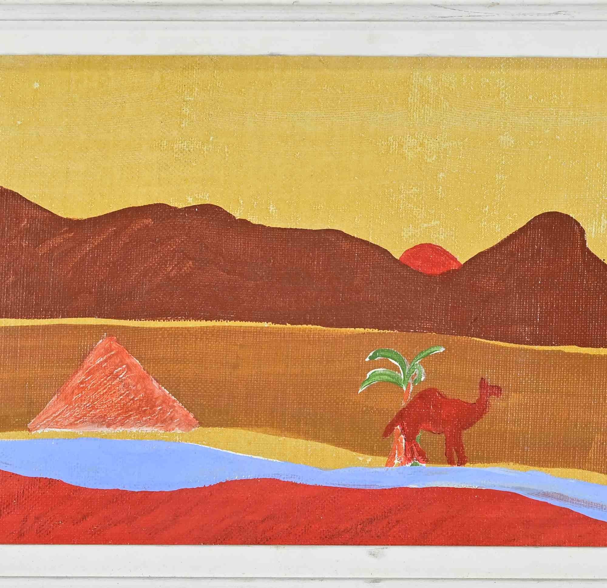 Der rote Strand - Gemälde von Lillo Bartoloni - 1988 im Angebot 1