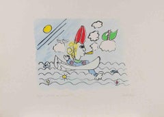 In the Middle of the Sea - Lithograph by Lillo Bartoloni - 1980s