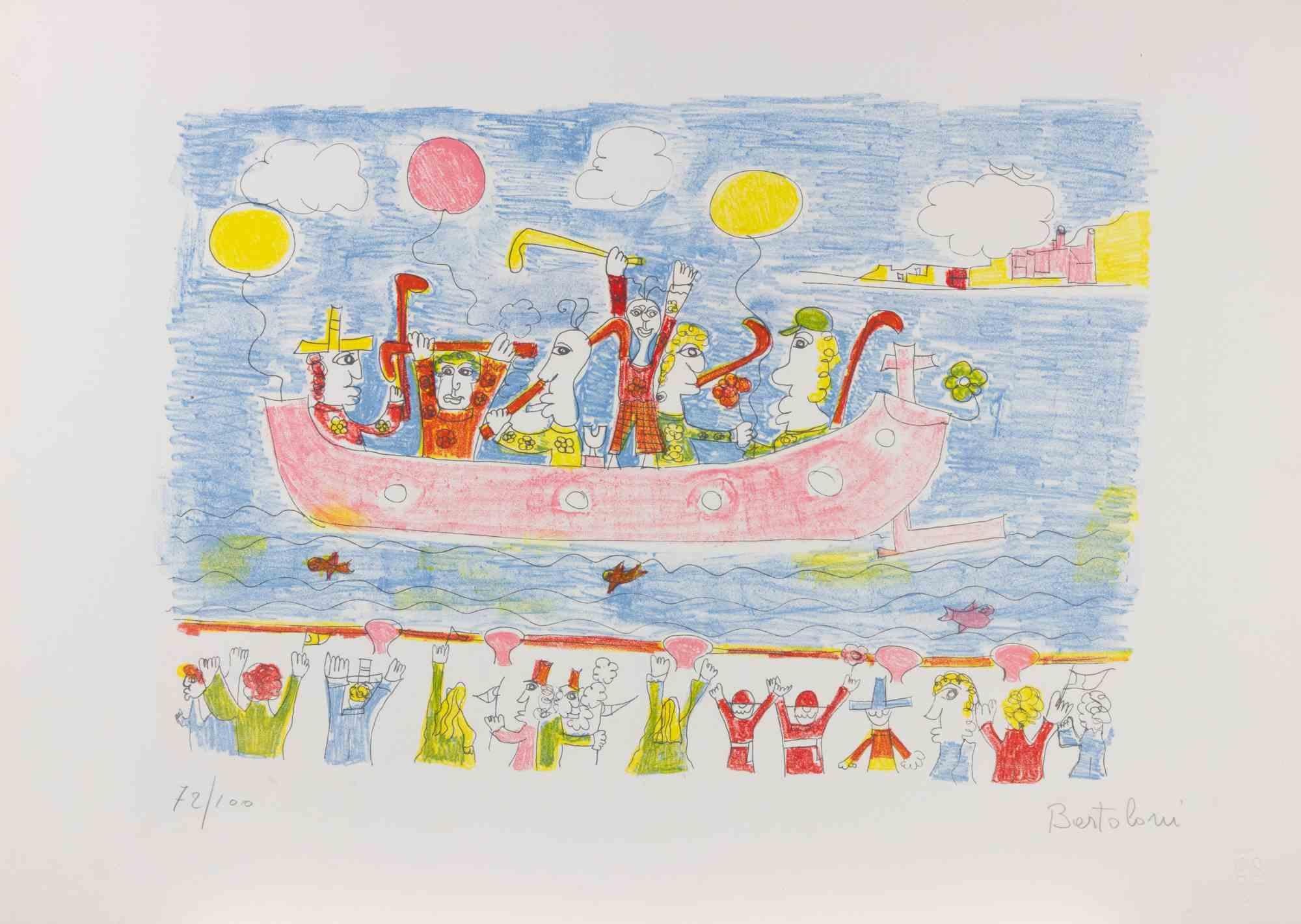 Lithograph hand retouched realized in 1980s.

Hand signed and numbered.

Edition of 100.

Very good condition.