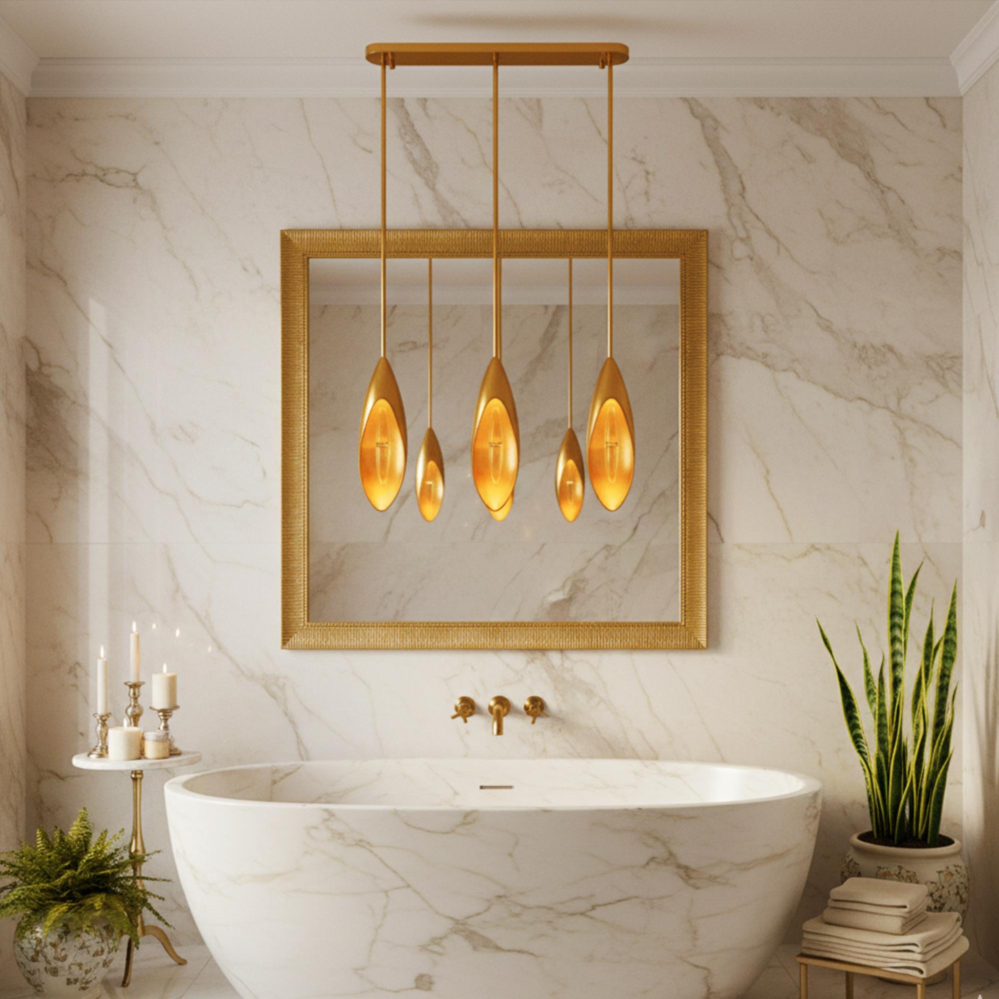 Lilly Chandelier - Elegantes Messing - Lilienblüten-Design mit anpassbaren Optionen im Zustand „Neu“ im Angebot in Monroe, NY