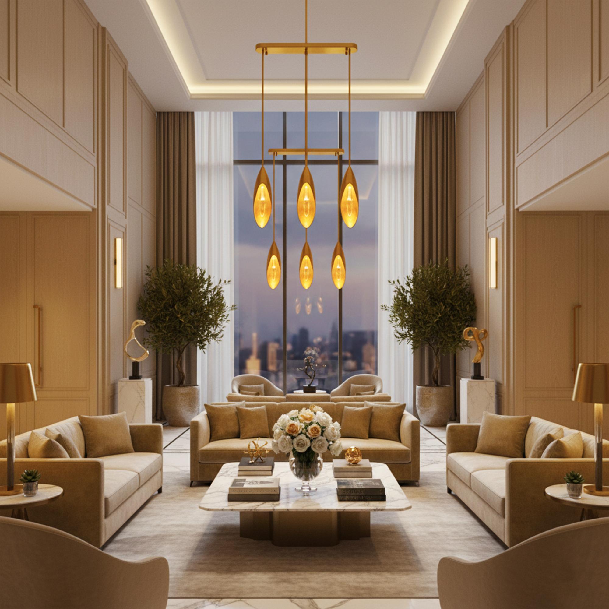 Lilly Chandelier - Elegantes Messing - Lilienblüten-Design mit anpassbaren Optionen (21. Jahrhundert und zeitgenössisch) im Angebot