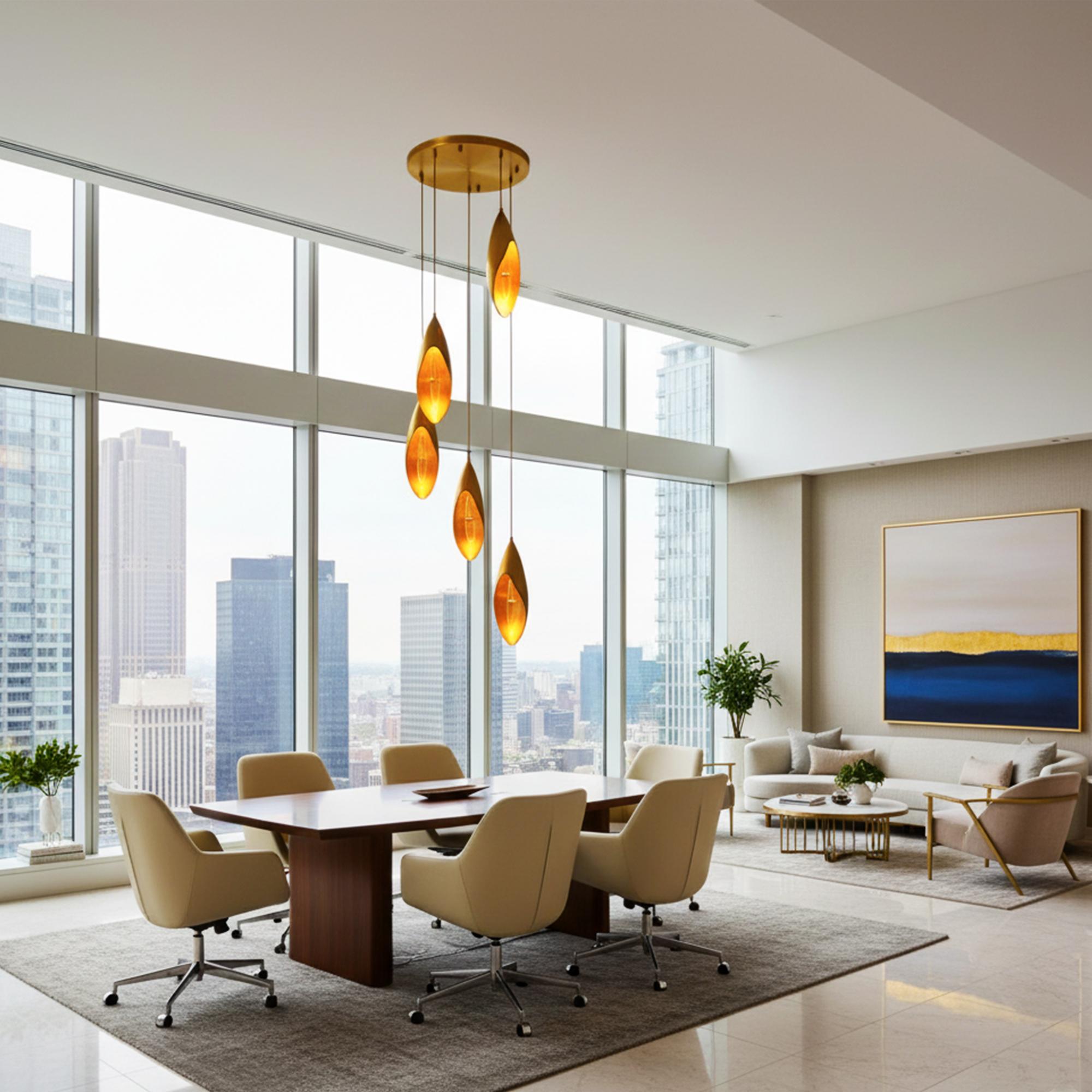 Lilly Chandelier - Elegantes Messing - Lilienblüten-Design mit anpassbaren Optionen (amerikanisch) im Angebot