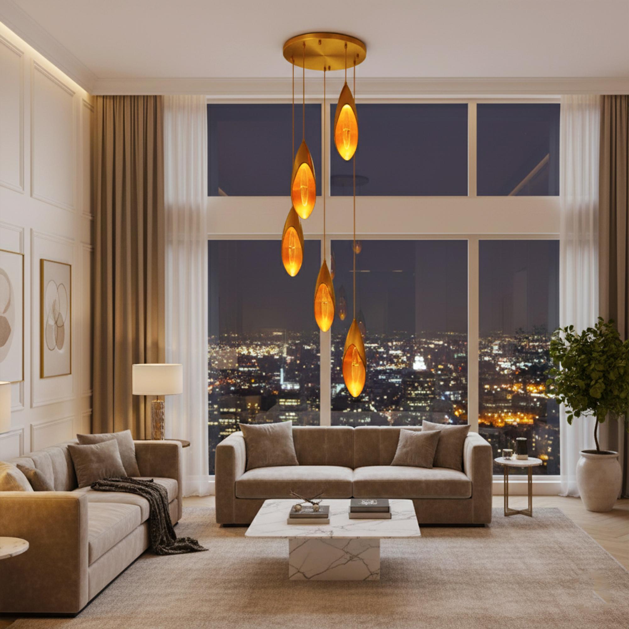 Lilly Chandelier - Elegantes Messing - Lilienblüten-Design mit anpassbaren Optionen im Angebot 2