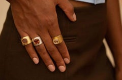 Lilly Band Ring in 18k Gold Brushed Finish with 4.20 Carat Citrine