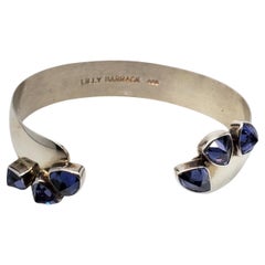 Lilly Barrack Sterling Silver Purple Gemstones Cuff Bracelet # 19503