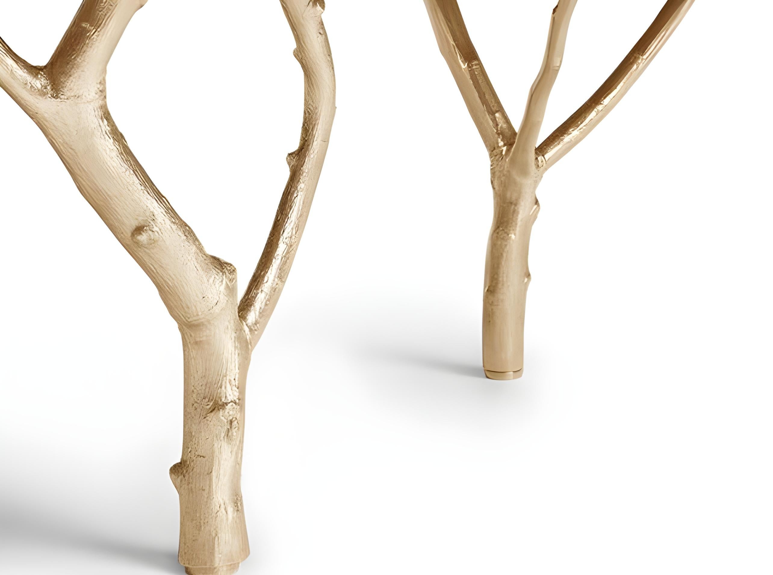 Hand-Crafted Lilly Coffee Table, Organic Cast Brass Legs & Cascading Glossy Lacquered Tops For Sale