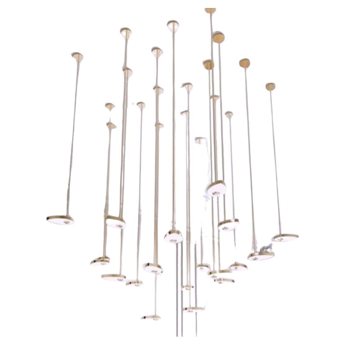 Lilly Contemporary Sculptural LED Chandelier, Solid Brass and crystal. Large For Sale