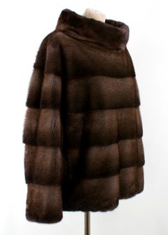 Lilly e Violetta Bespoke Mink Fur High Neck Pullover Jacket US 8